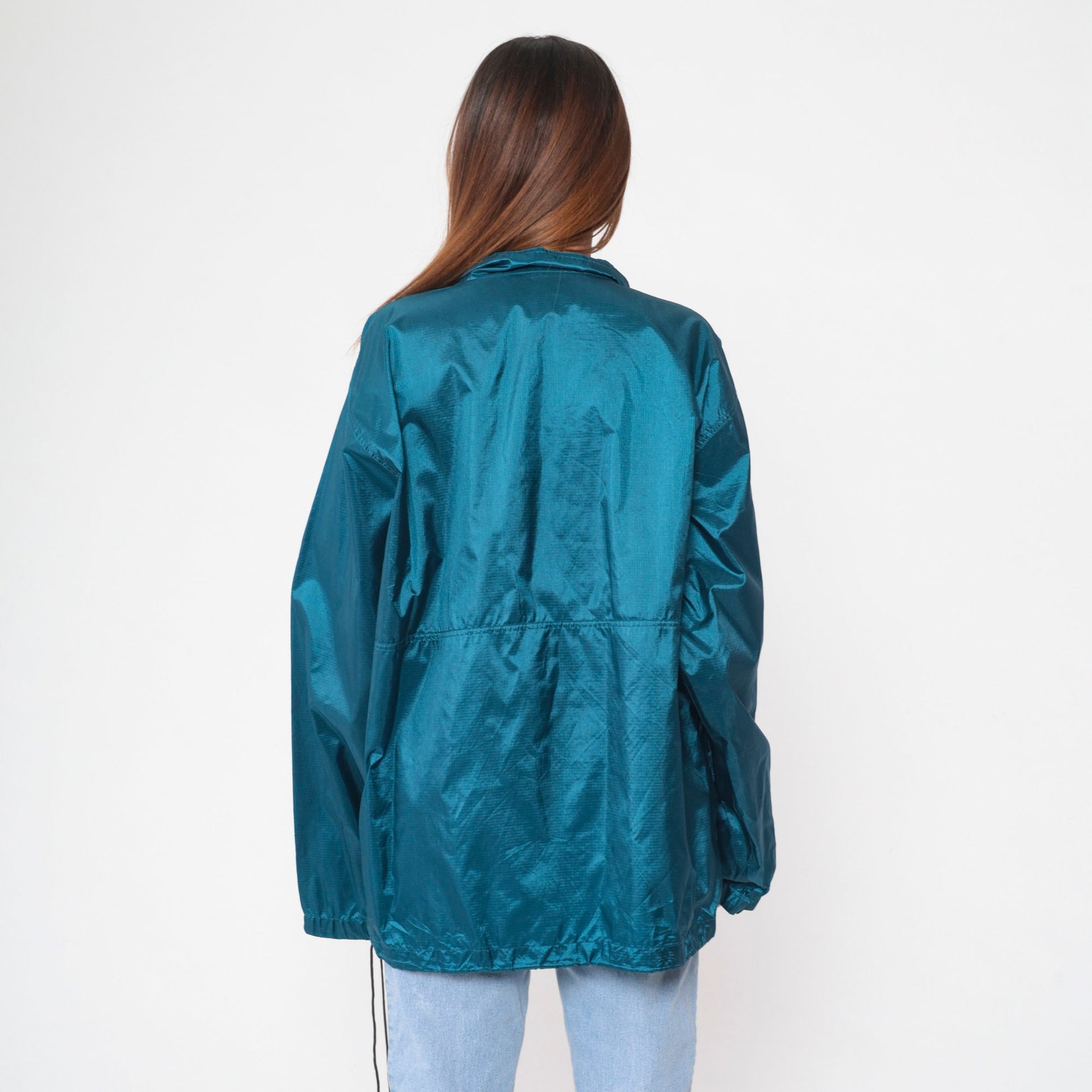 90s Eddie Bauer Blue Pullover Windbreaker Half Snap Hiking Jacket Large