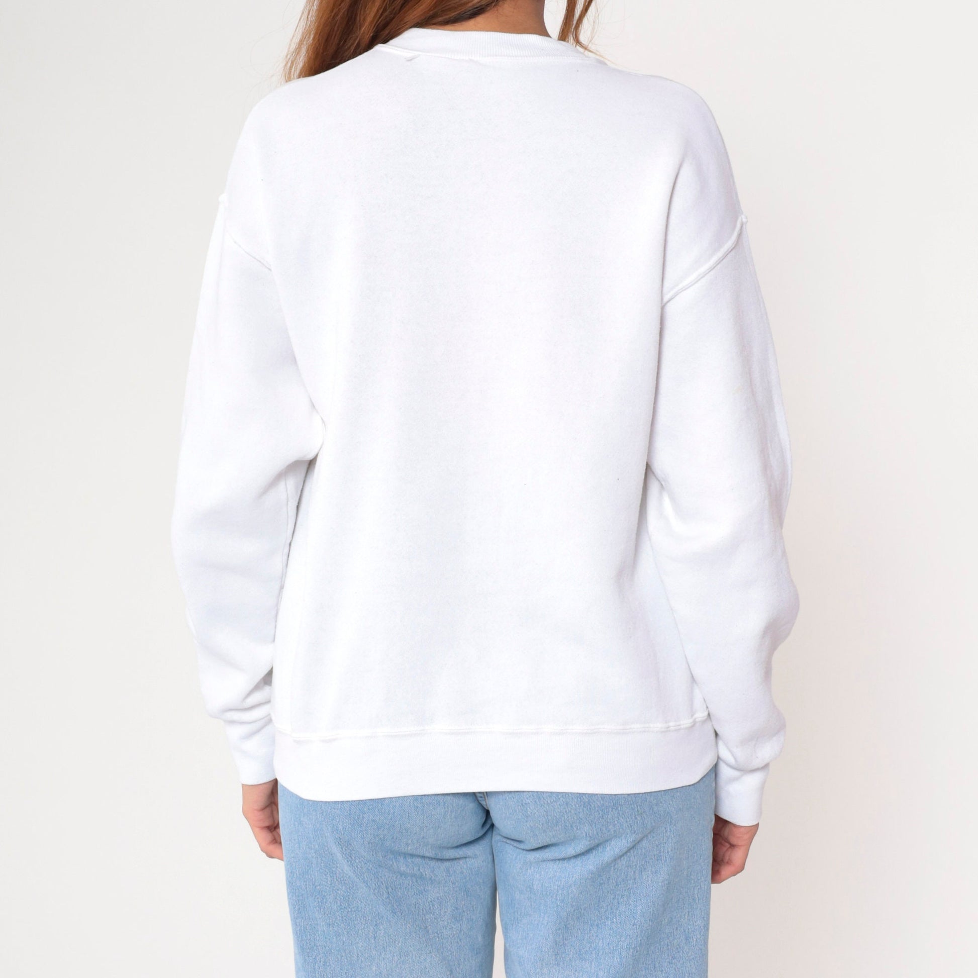90s California Butterfly Floral Graphic Sweatshirt White Crewneck Small