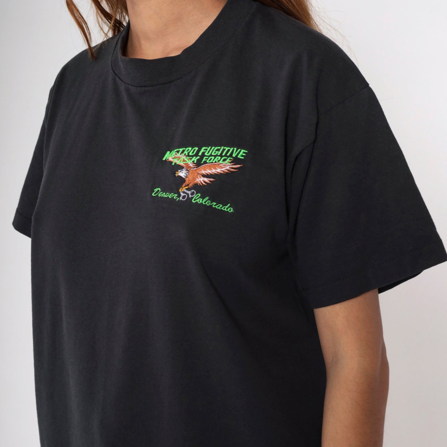 90s Metro Fugitive Task Force Denver Police Graphic Tee Black Large