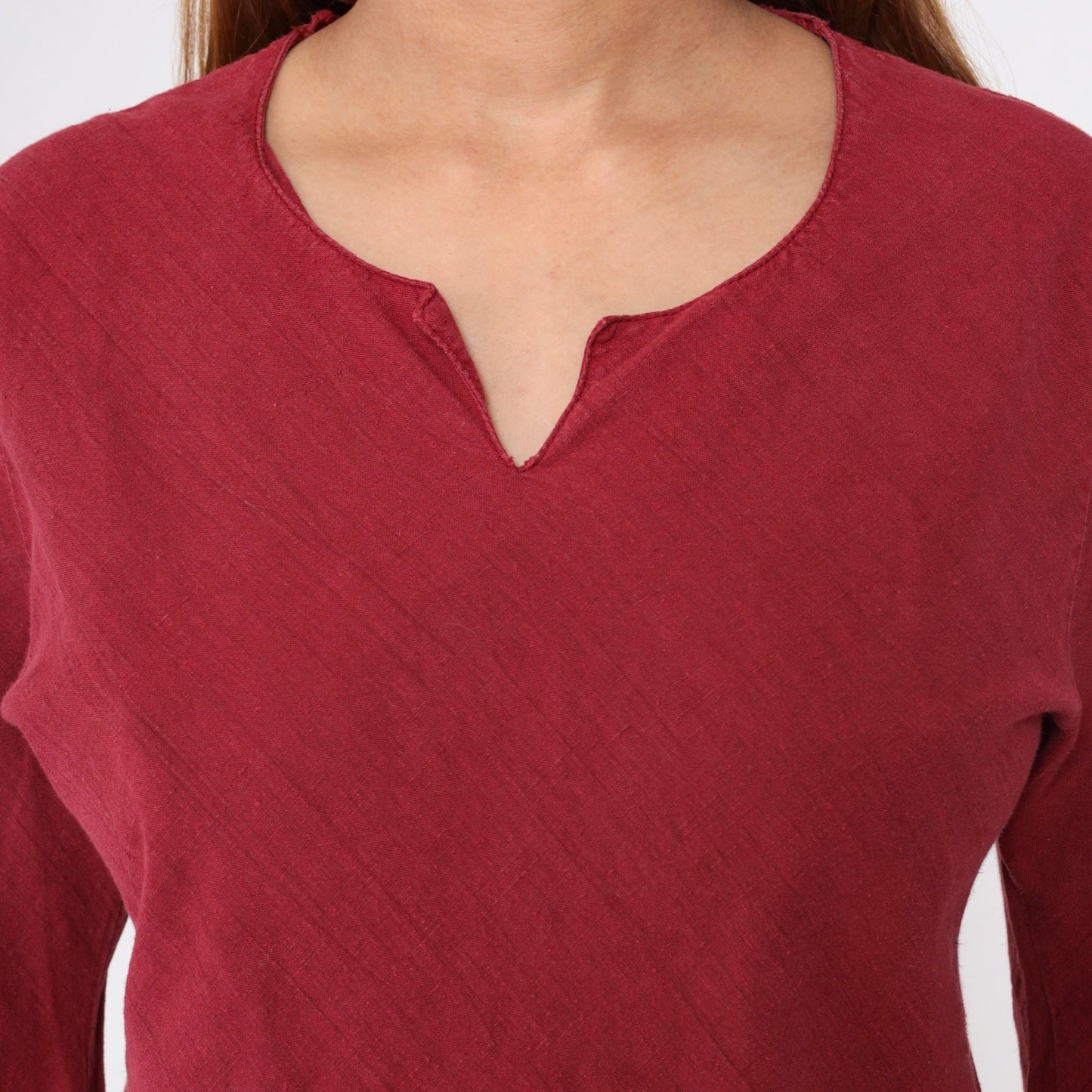 90s Burgundy Cutwork Blouse Floral Long Sleeve Tunic Small