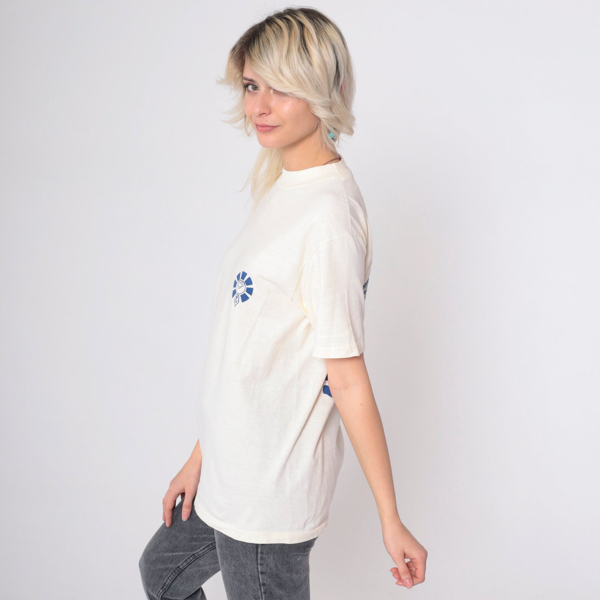 80s Japanese Shogun Graphic T-Shirt Sansei Creations Off-White Single Stitch Small