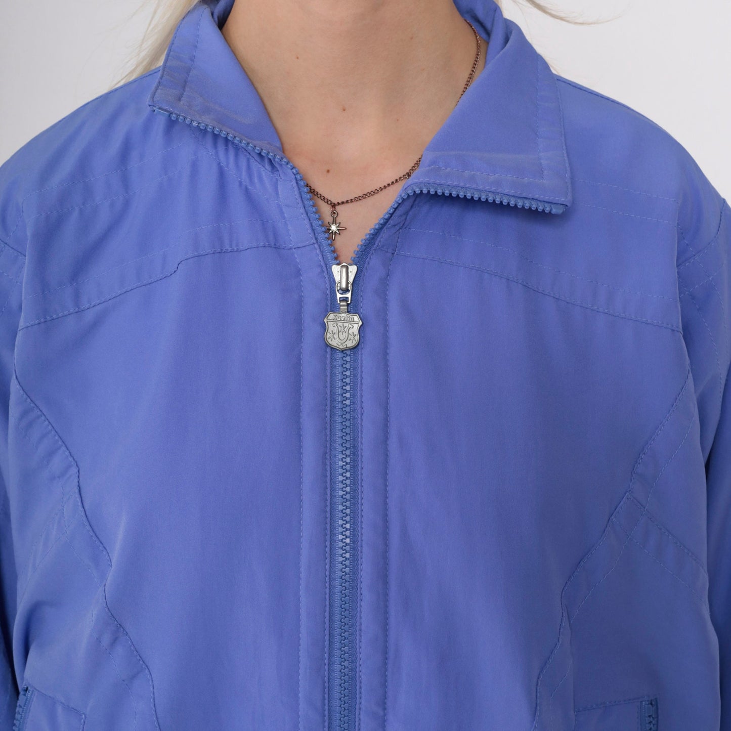 90s Periwinkle Windbreaker Jacket Nylon Cropped Track Small