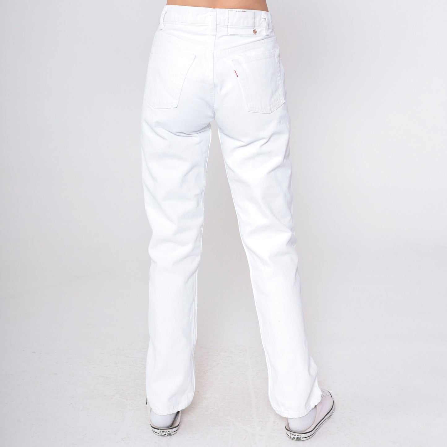 90s Levi's White Denim High-Waist Straight-Leg Jeans USA Made Small