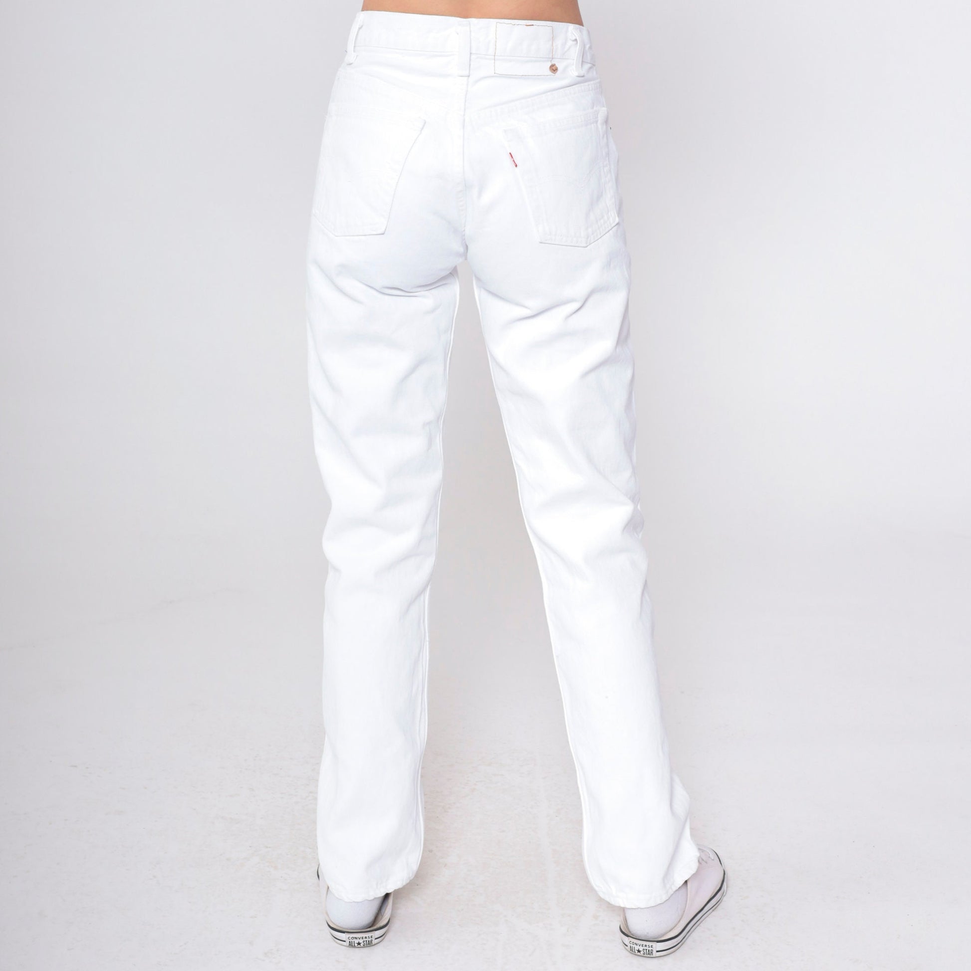 90s Levi's White Denim High-Waist Straight-Leg Jeans USA Made Small