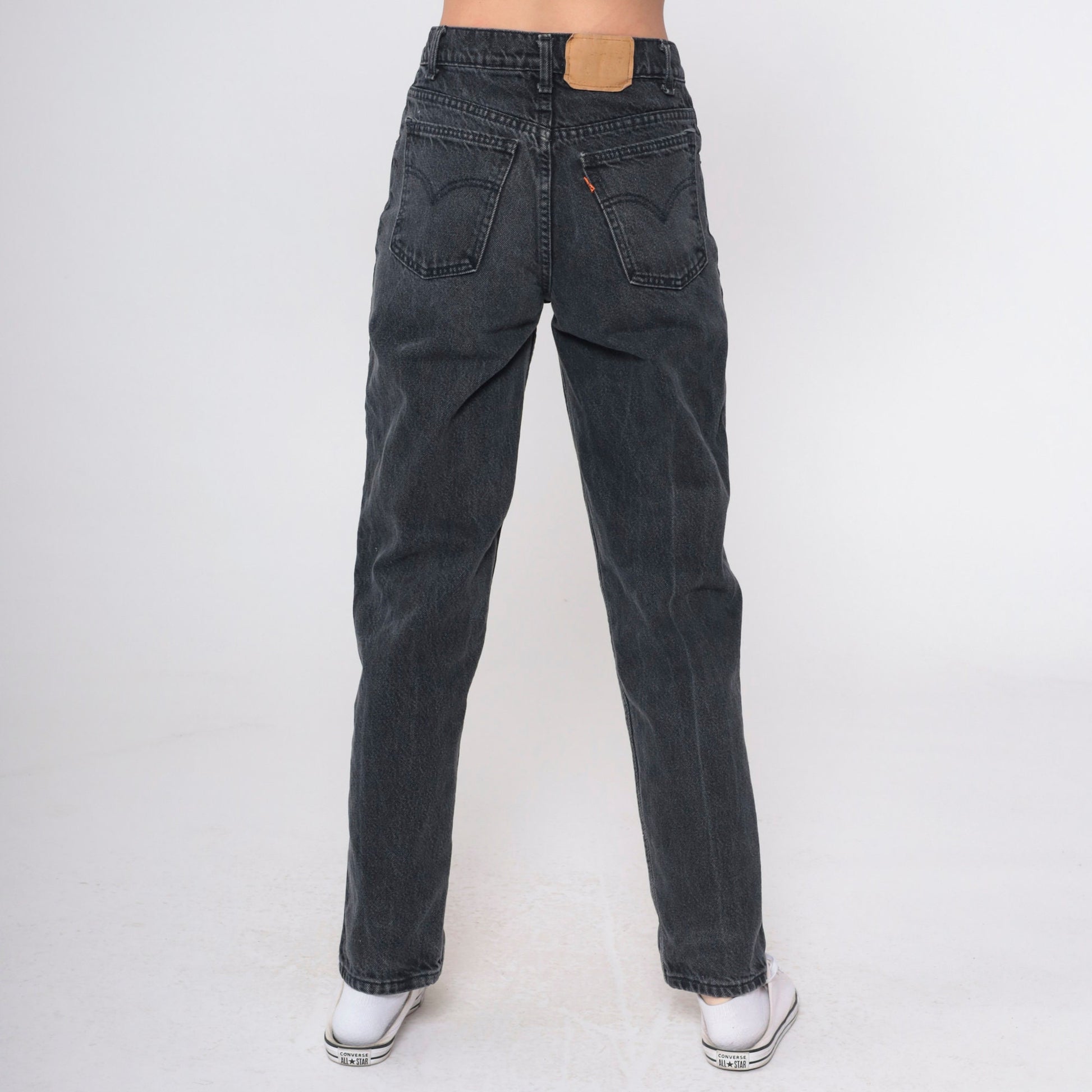 90s Levi's 750 High Waist Black Denim Jeans Relaxed Fit Small 29x30
