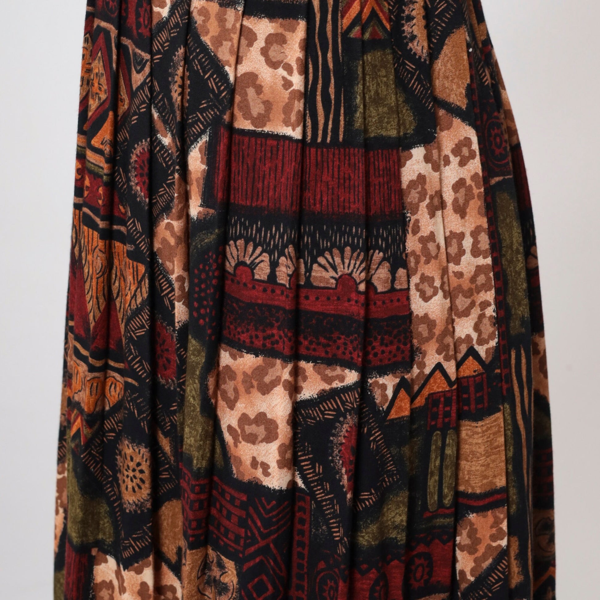 90s Diana Marco Geometric Animal Print Maxi Dress Black Long Sleeve Extra Large