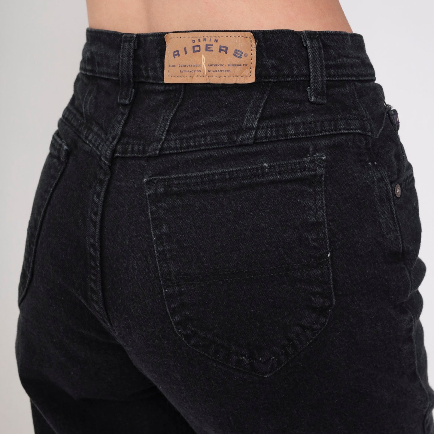 90s Riders Black High-Rise Tapered Jeans Y2K Denim Small 6