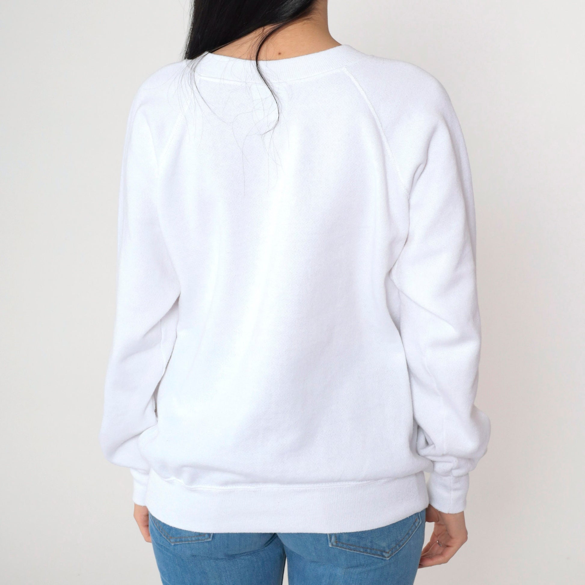 90s Uncle Sam Teddy Bear Glitter Sweatshirt White Graphic Crewneck Large L