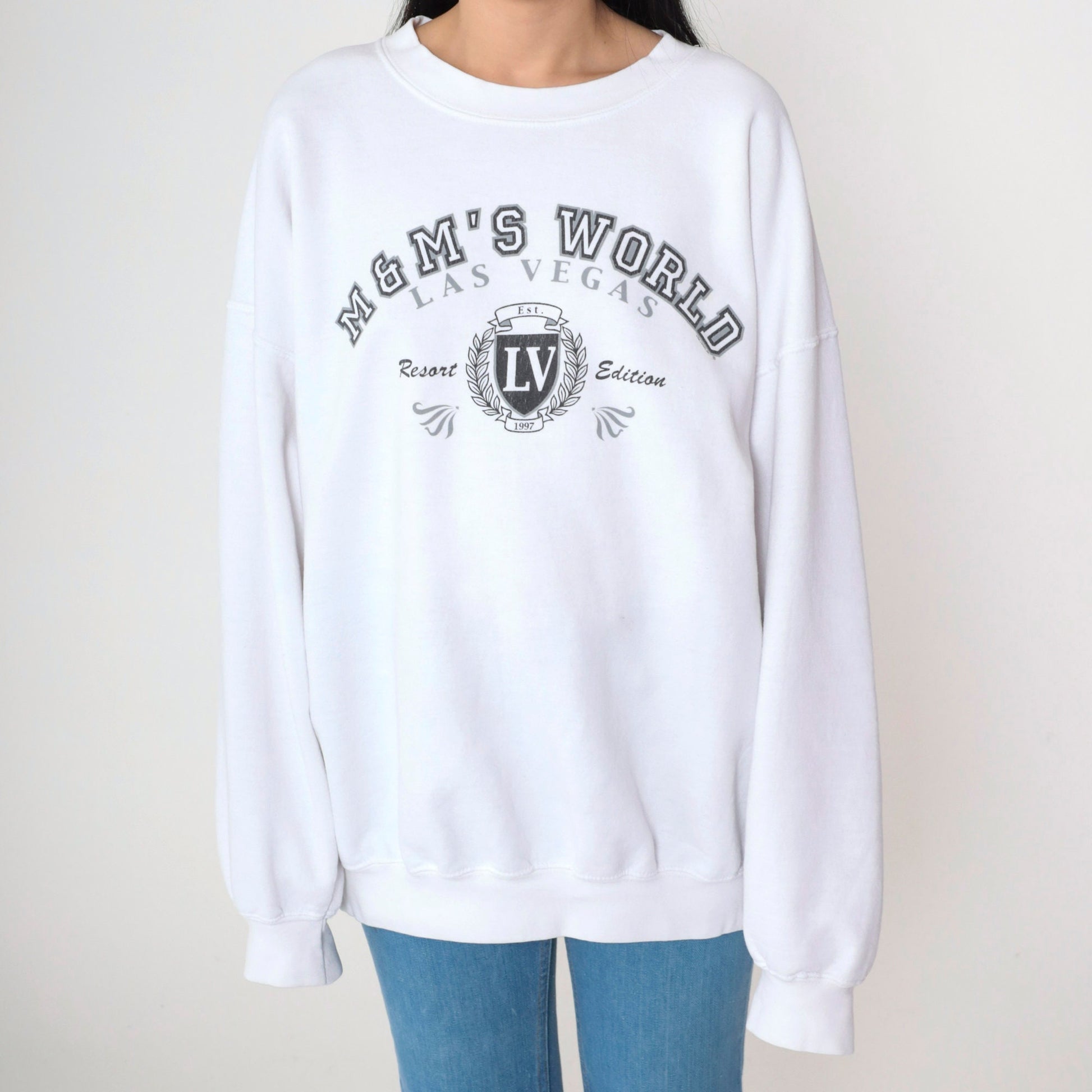 90s M&Ms World Las Vegas Sweatshirt White Crewneck Extra Large XXL