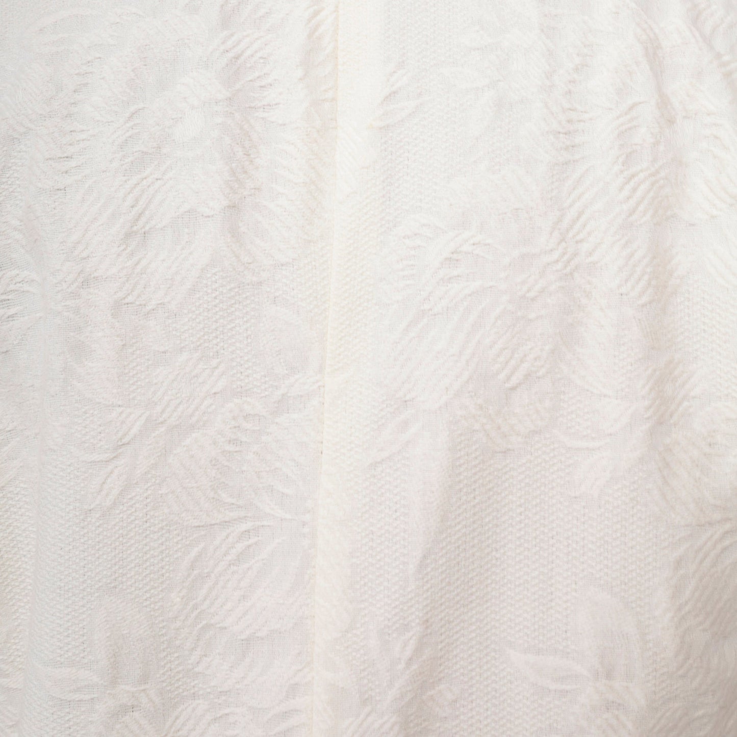 90s Cream Floral Embossed Double Breasted Button Up Blouse Short Sleeve Large