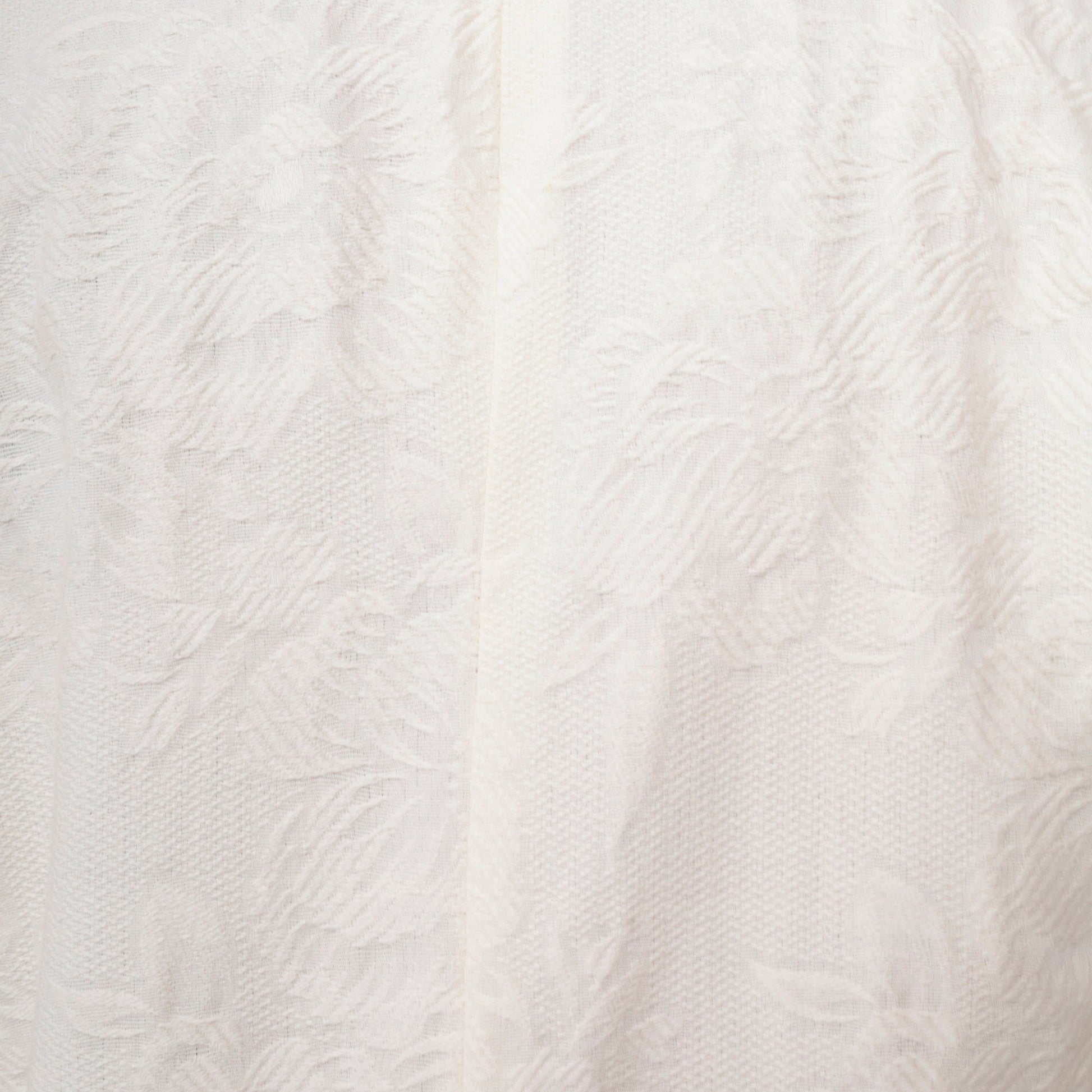90s Cream Floral Embossed Double Breasted Button Up Blouse Short Sleeve Large