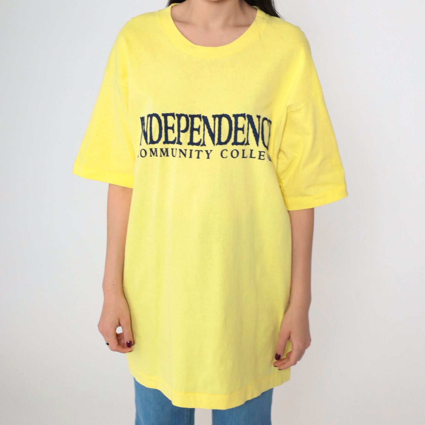90s Independence Community College Kansas Graphic T-Shirt Yellow Single Stitch Extra Large