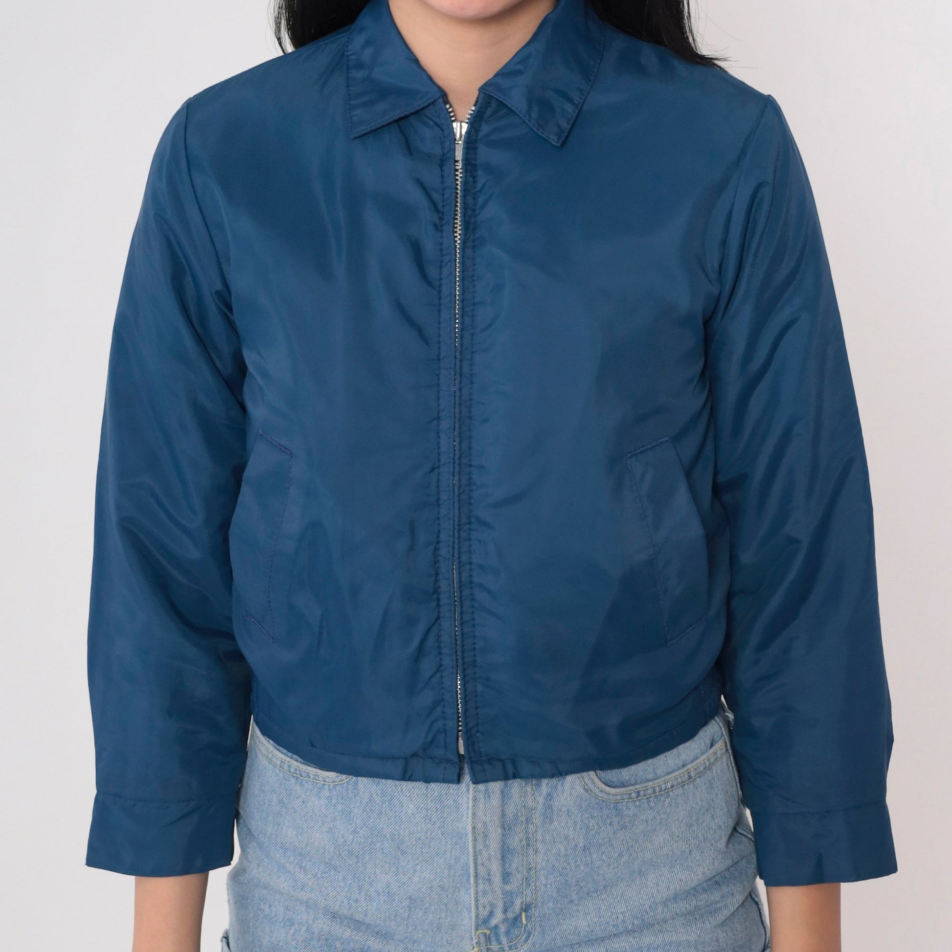 70s 80s Pacific Trail Dark Blue Windbreaker Jacket Faux Sherpa Lined Extra Small