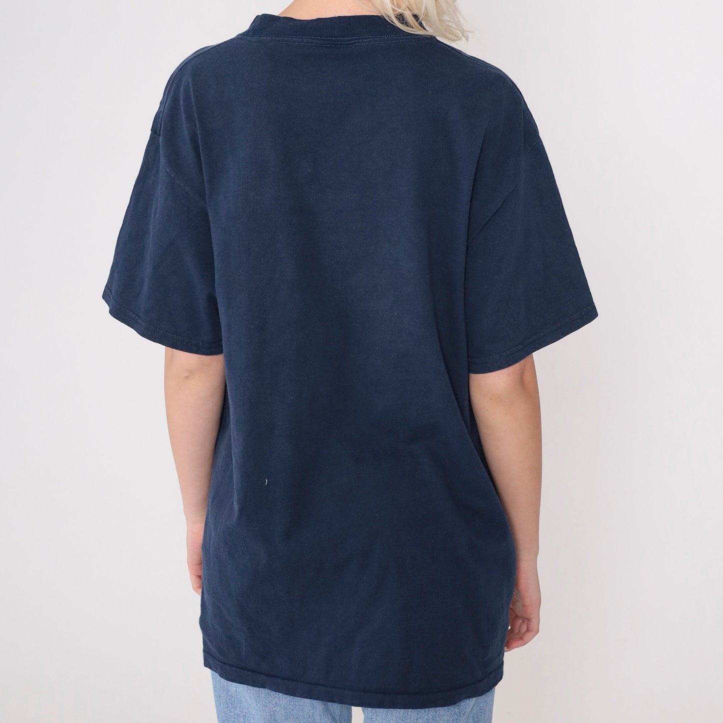 90s West Virginia University Mountaineer Graphic T-Shirt Navy Medium