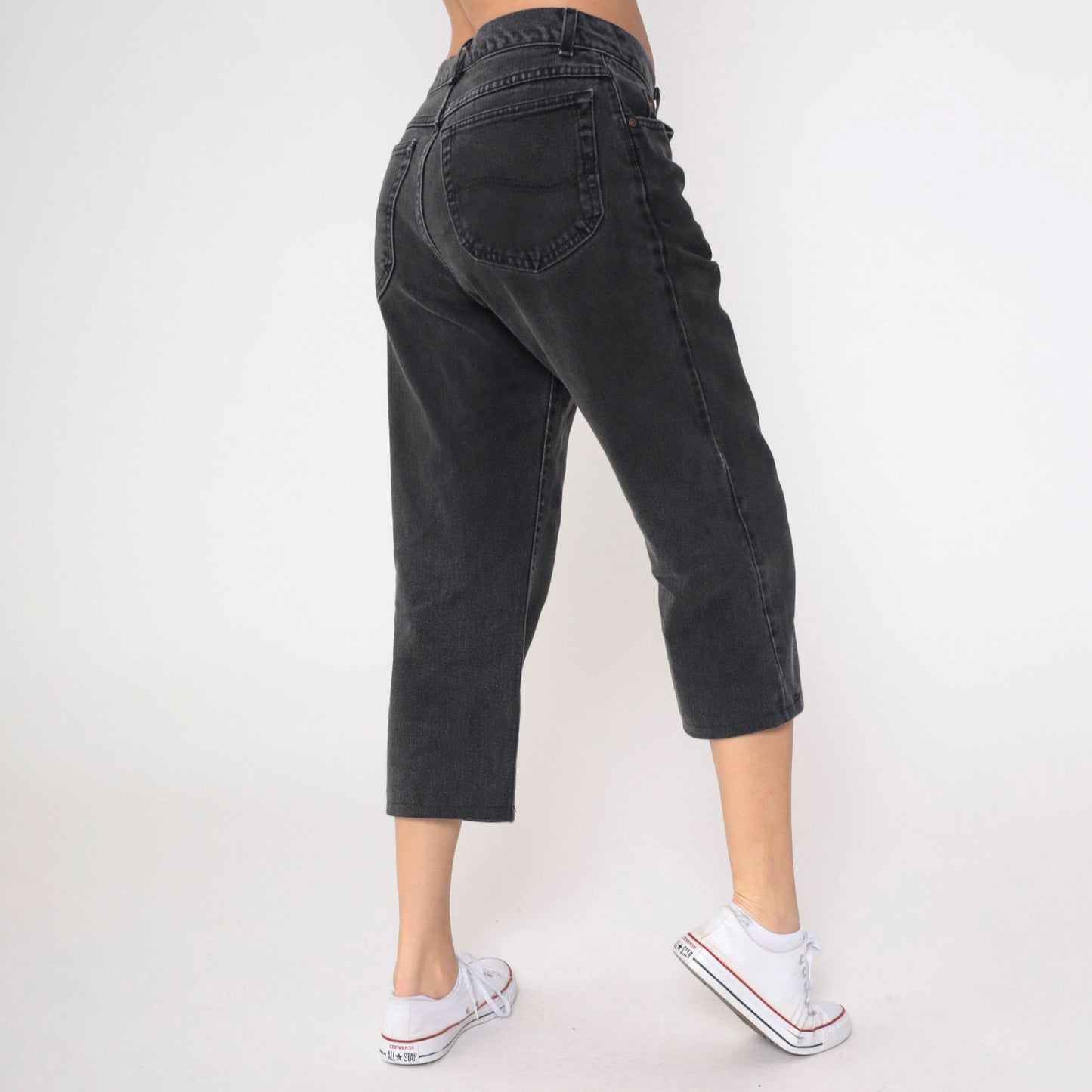 90s Lee Black Denim Straight Leg Jeans High Rise Cropped Men's 33