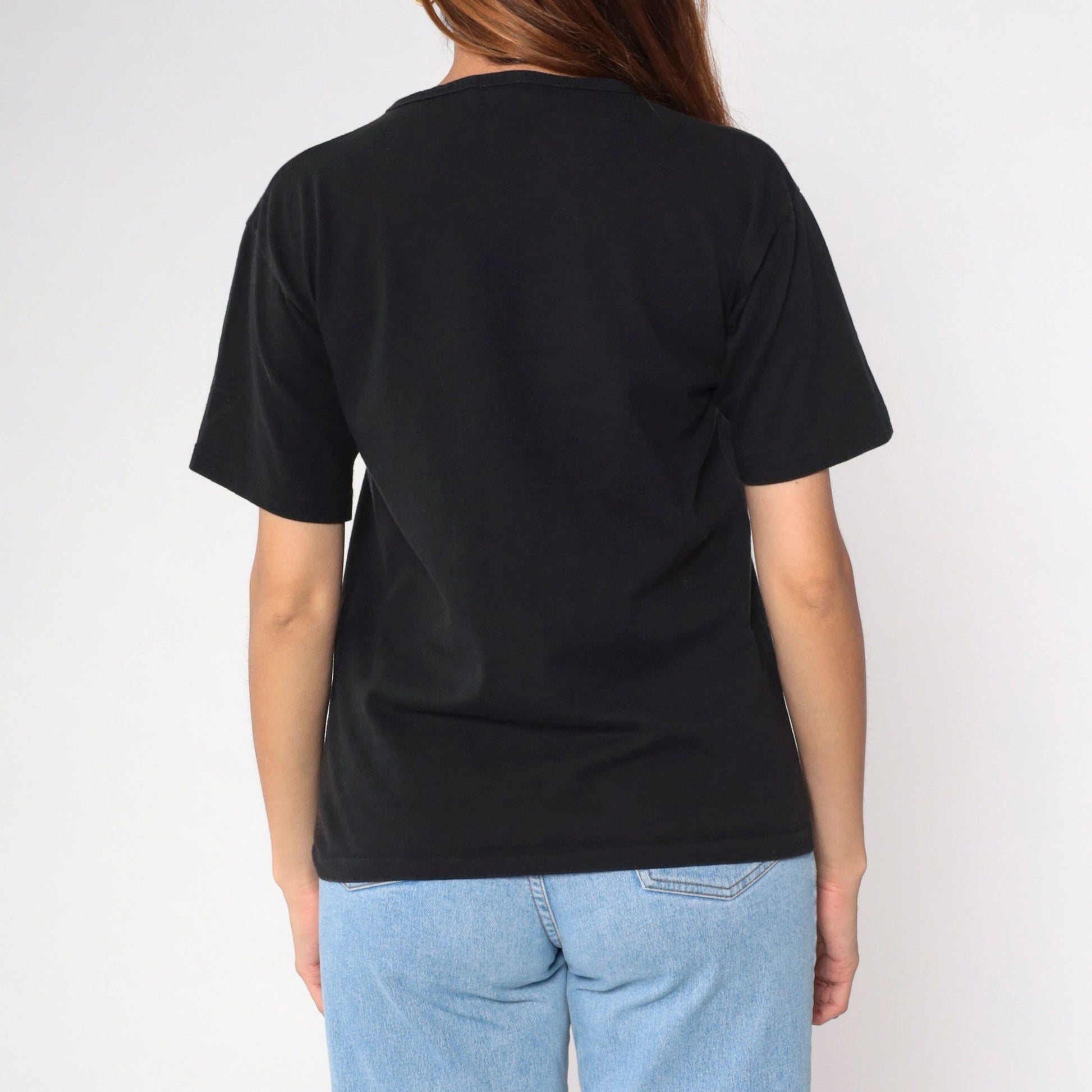 90s Taos New Mexico Graphic T-Shirt Black Embroidered Mountain Sun Medium