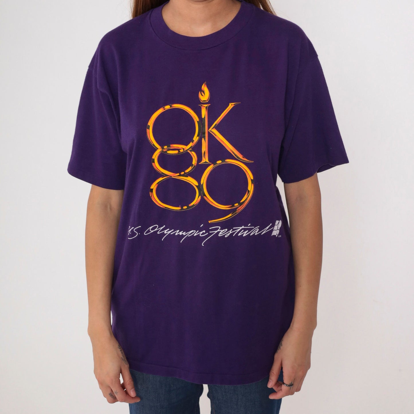 80s Oklahoma City 1989 Sports Festival Graphic Tee Purple Large