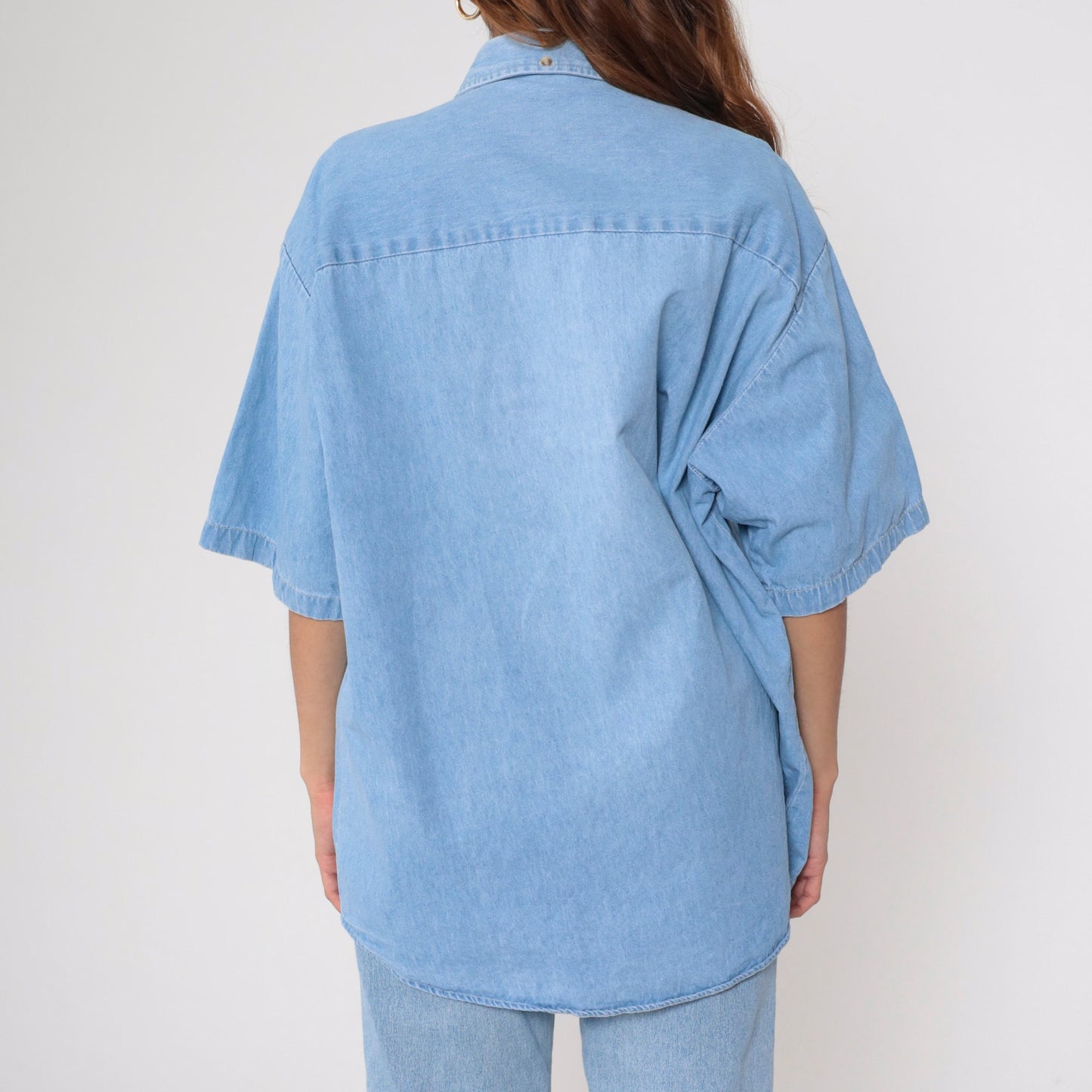 90s Branson Missouri Denim Shirt Music Note Blue Jean Button Up Extra Large