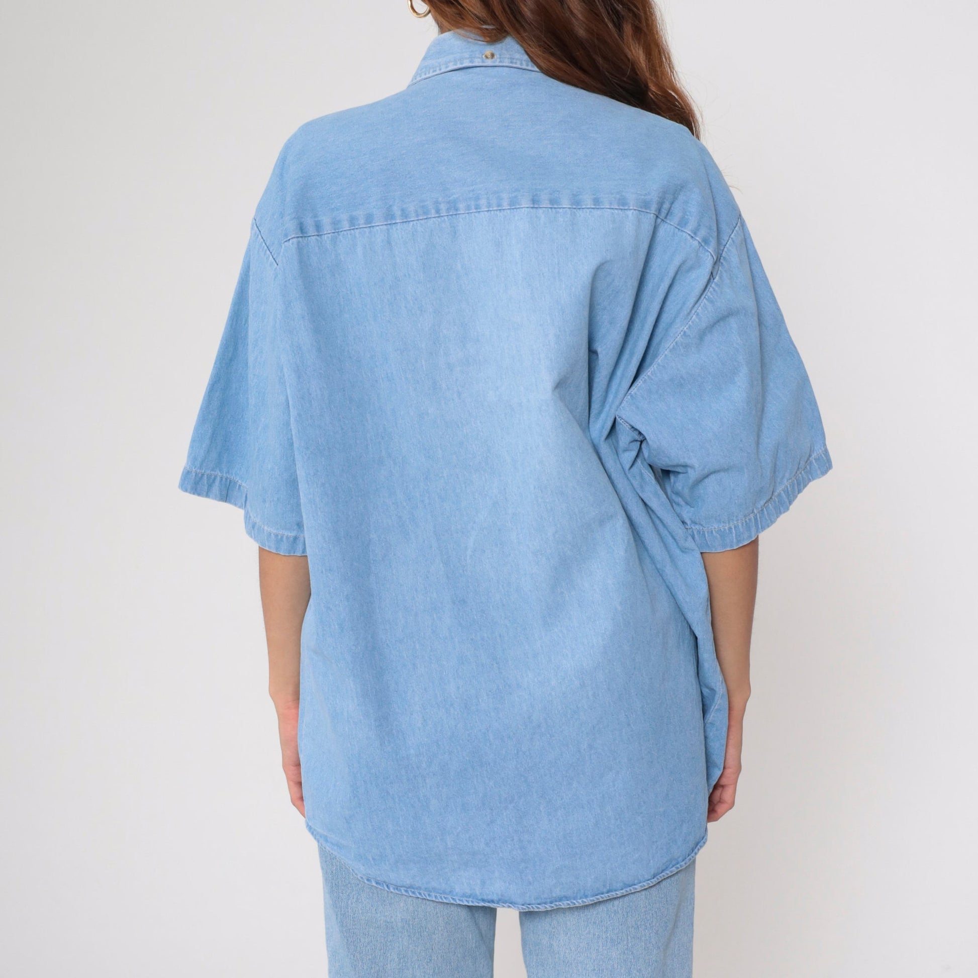 90s Branson Missouri Denim Shirt Music Note Blue Jean Button Up Extra Large