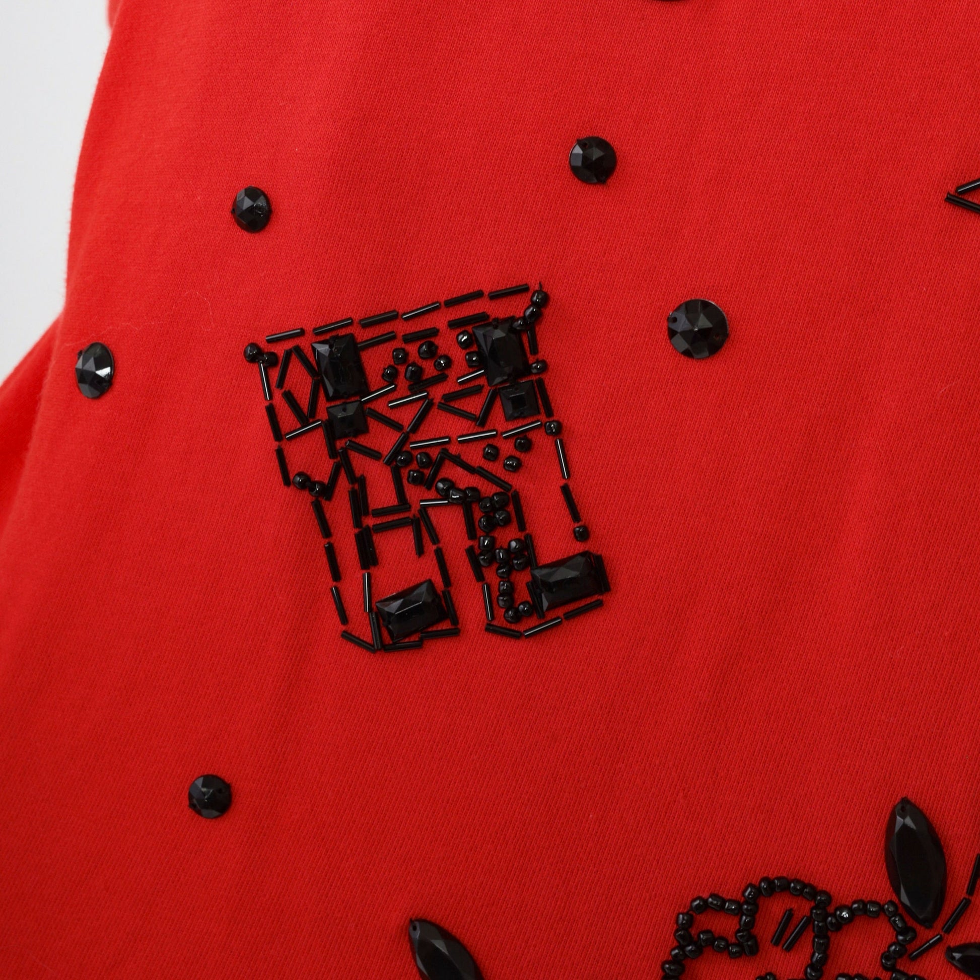 90s Carol Little Beaded Eiffel Tower Sweatshirt Red Ringer Medium