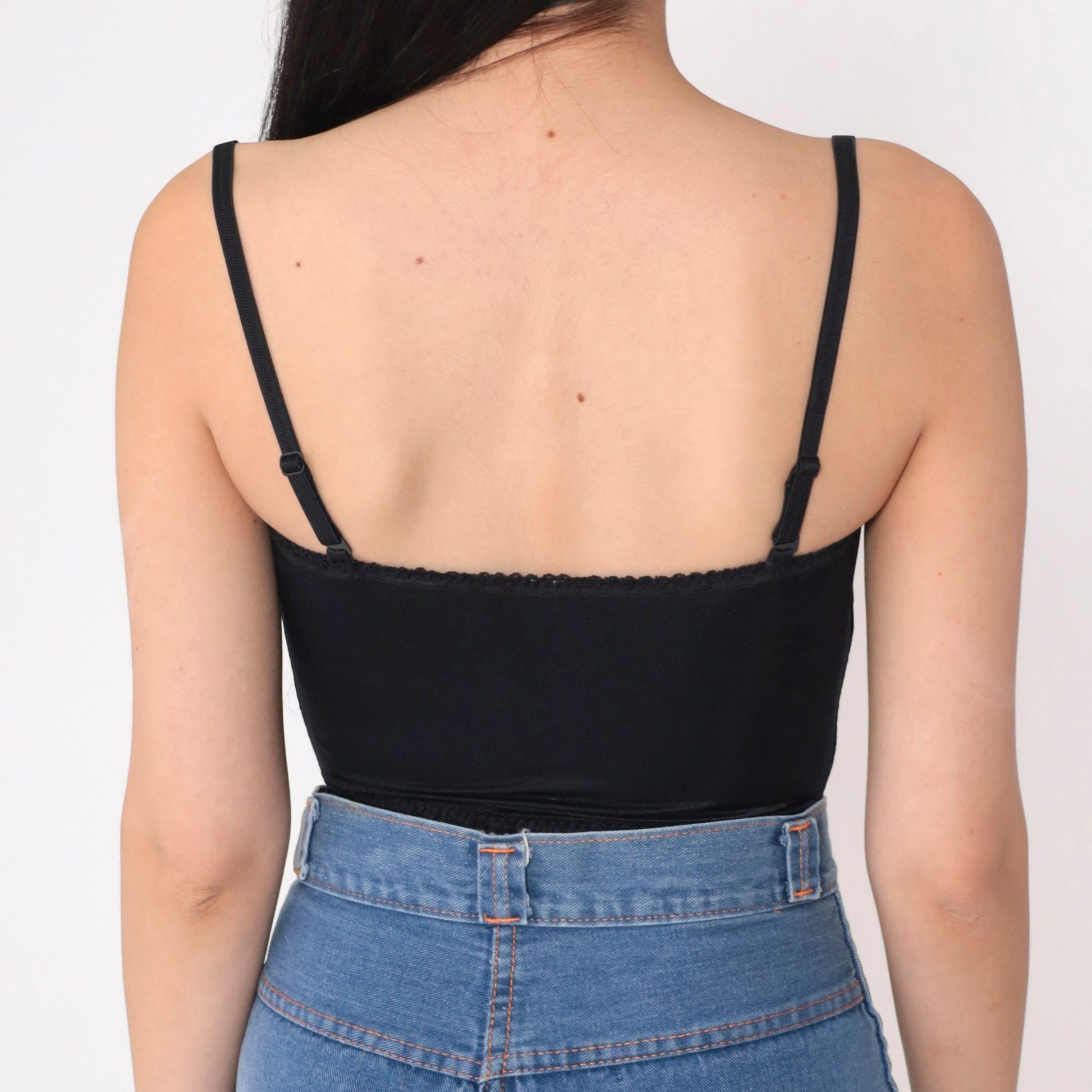 80s Emil Bole Polka Dot Bustier Crop Top Black White Lace Up Small