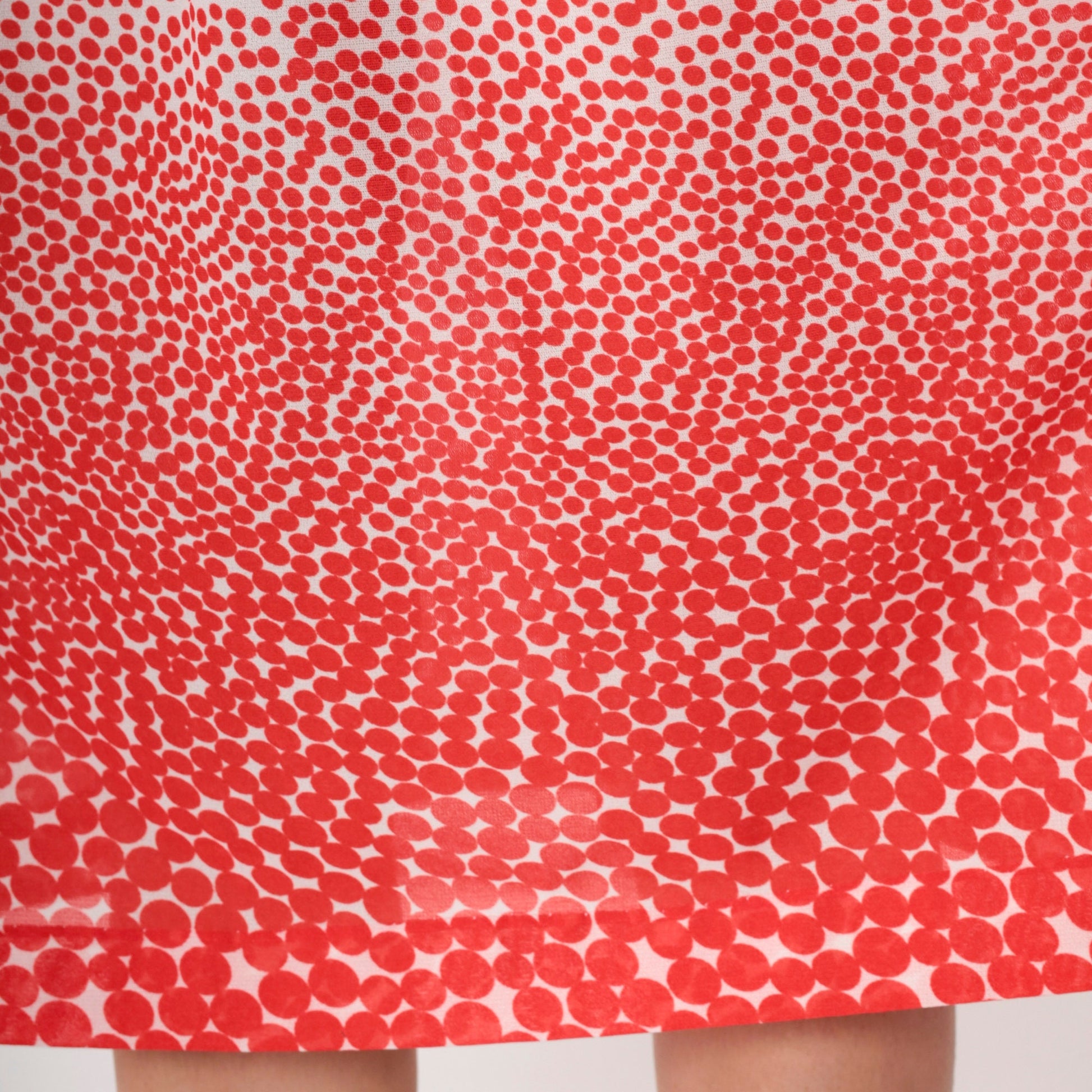 70s Peasant Dress Polka Dot Red White Midi Keyhole Neck Medium