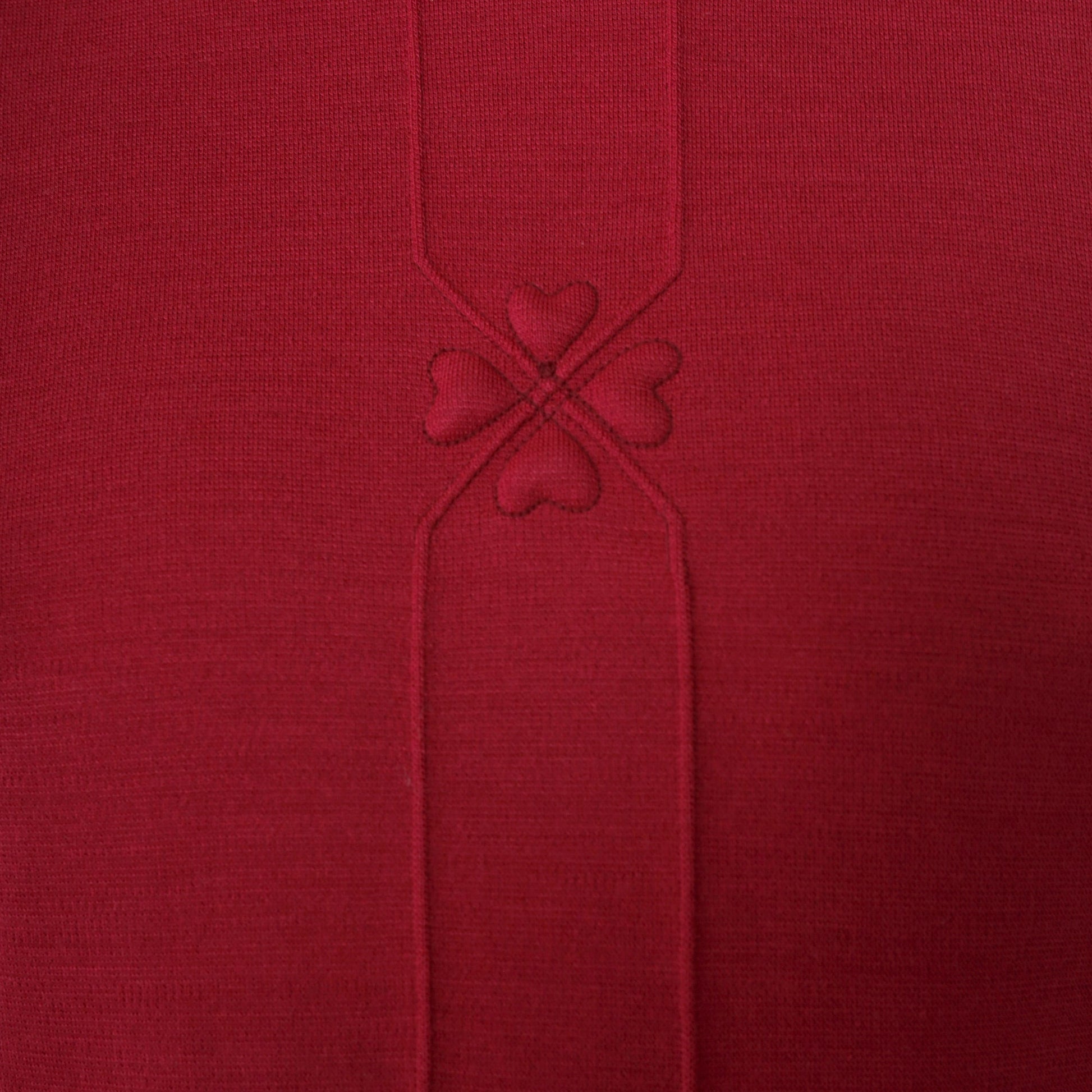 70s Burgundy Heart Wool Blend Shift Dress Long Sleeve Mini Medium