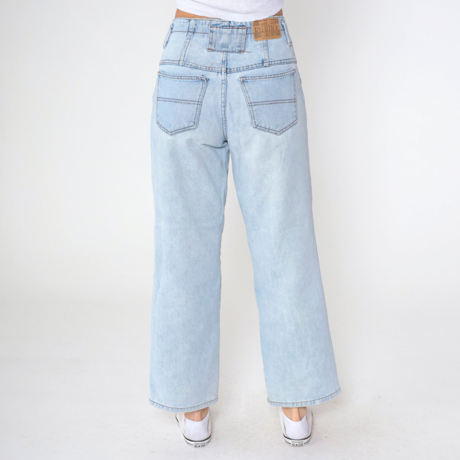 90s Eunina Light Wash High-Rise Wide-Leg Denim Jeans Medium