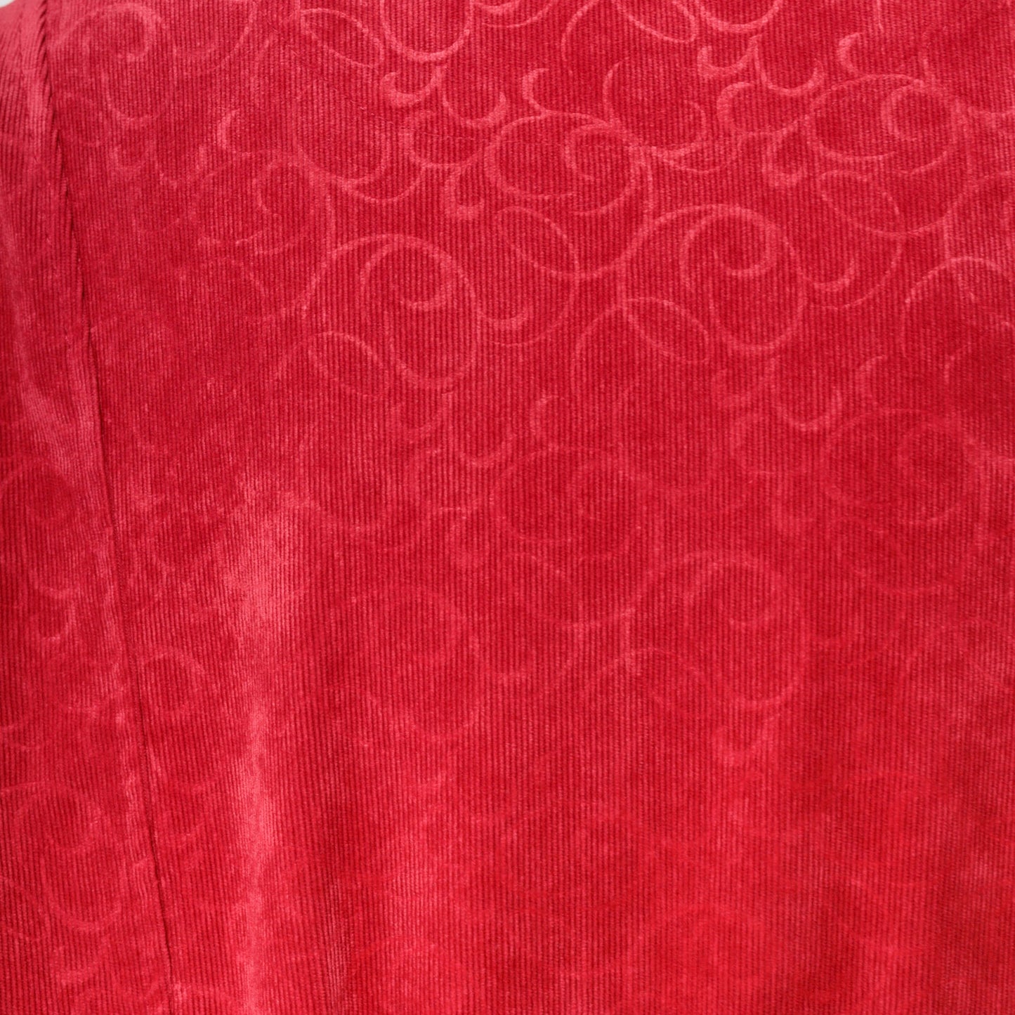 90s Red Corduroy Jacket Baroque Scroll Zip-Up Medium