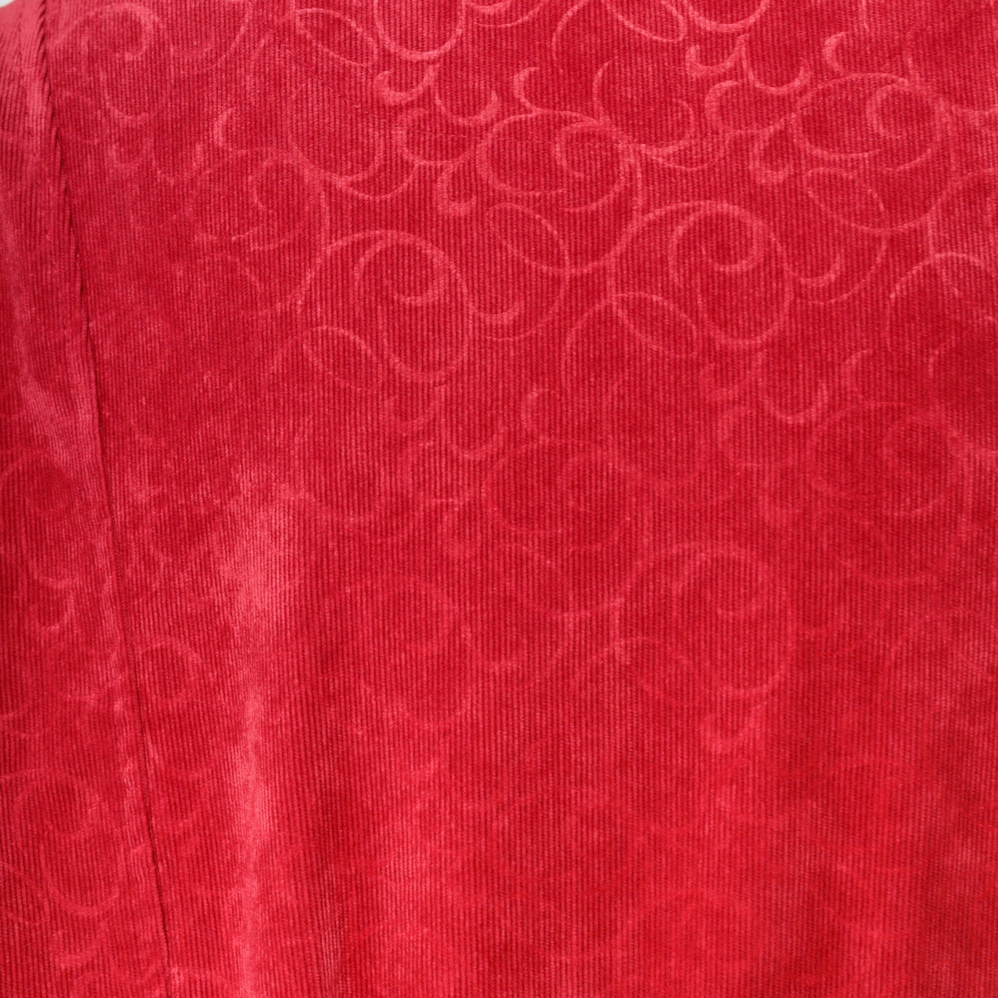 90s Red Corduroy Jacket Baroque Scroll Zip-Up Medium