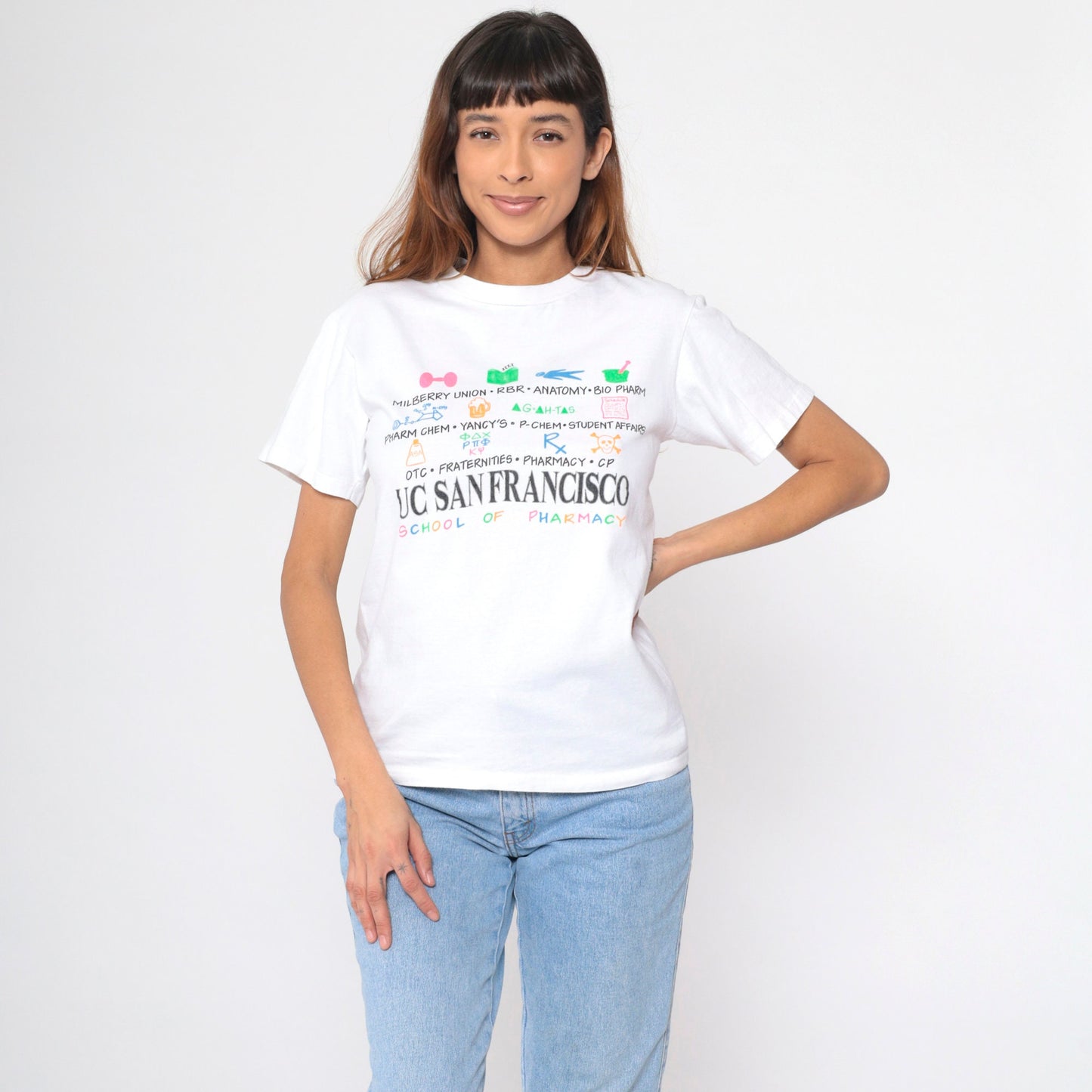 90s UC San Francisco School of Pharmacy Graphic T-Shirt Cotton Small