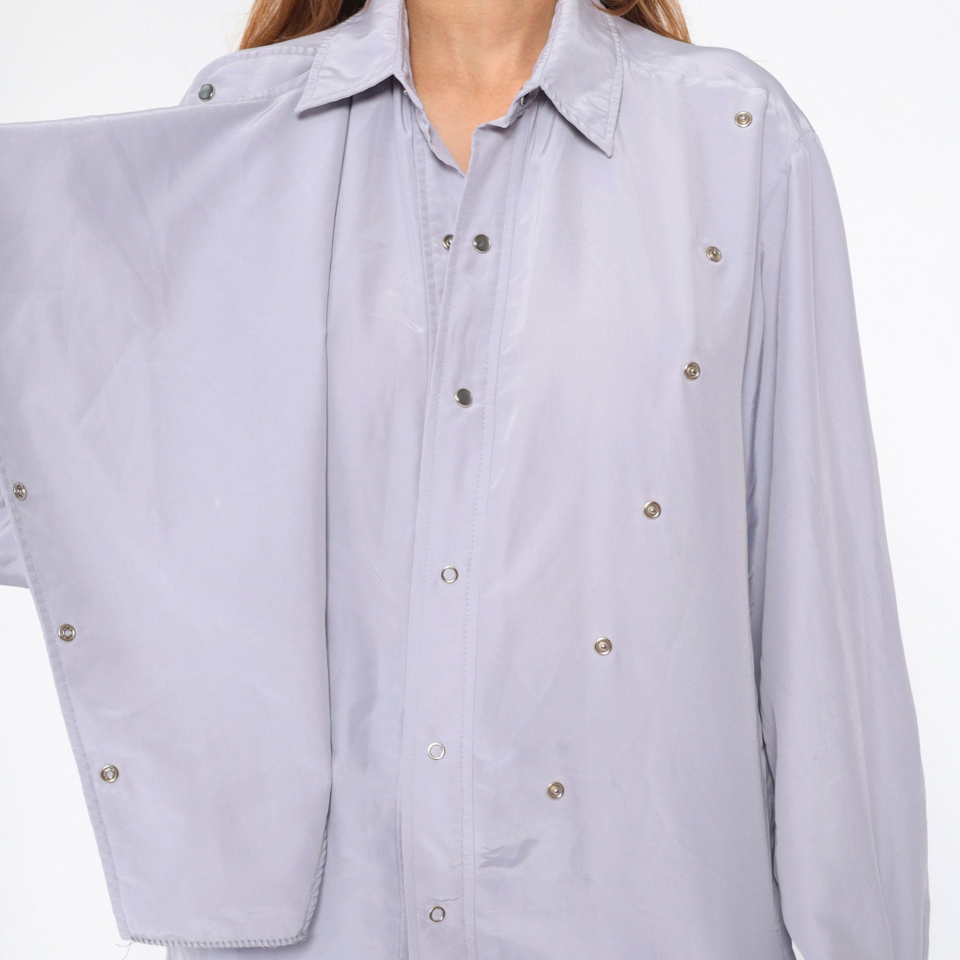 90s Grey Pearl Snap Chef's Jacket Double Breasted Workwear Extra Large XL