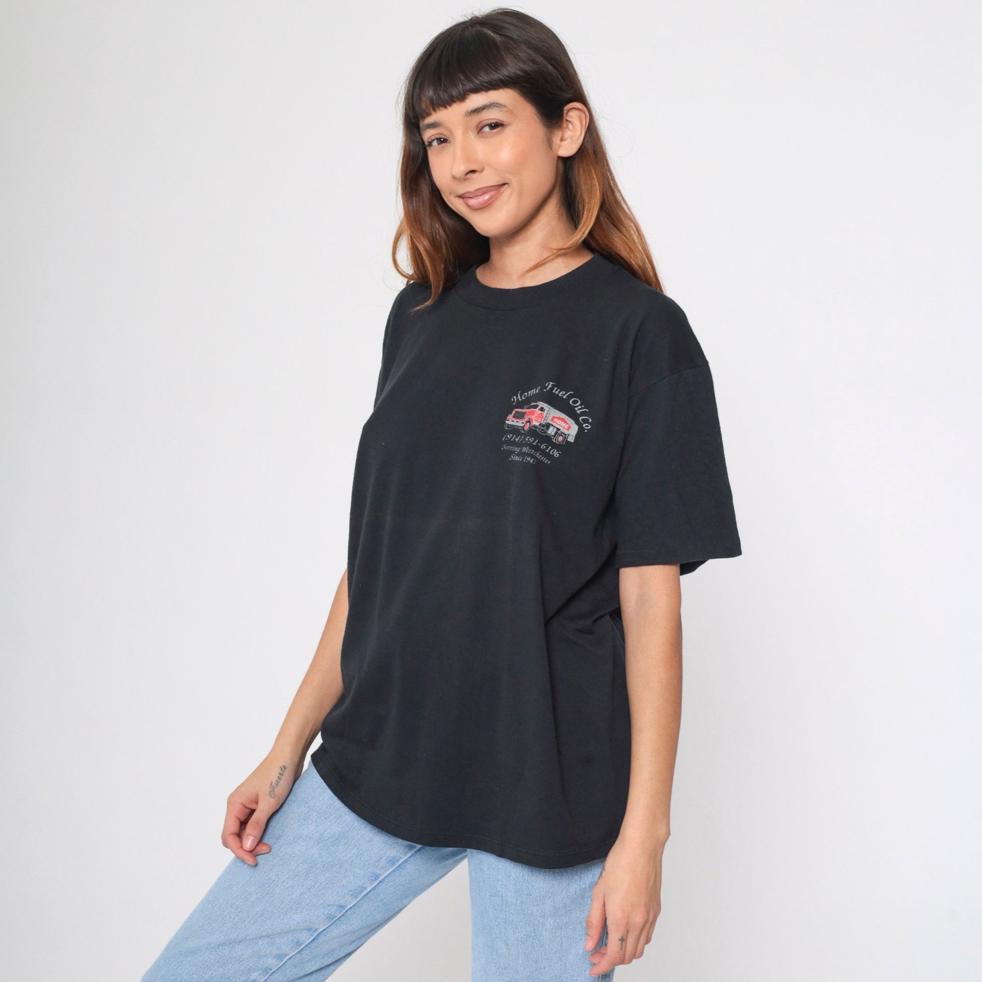 90s Home Fuel Oil Company Graphic T-Shirt Black Extra Large XL