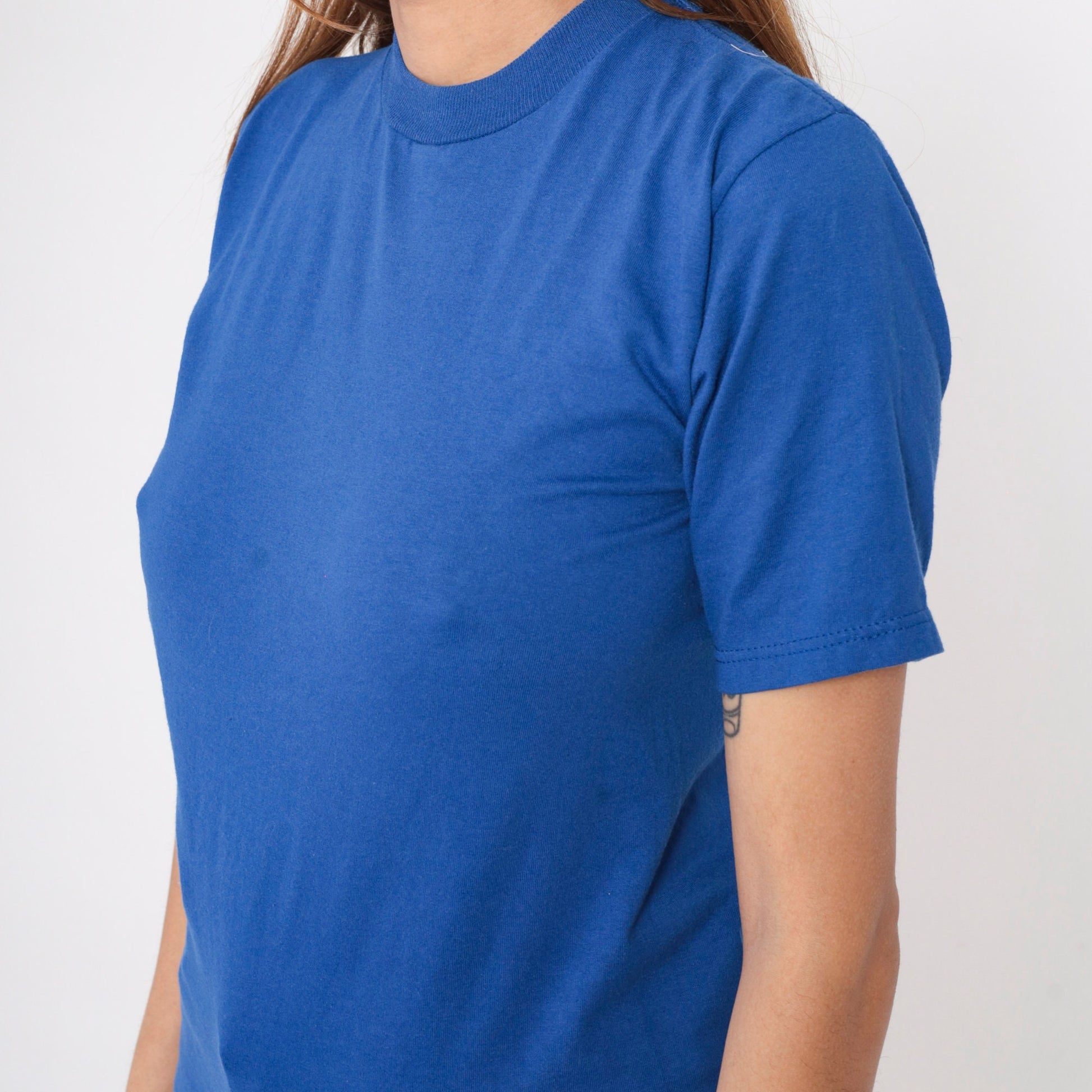 90s Jerzees Royal Blue Crewneck T-Shirt Plain Tee Extra Small XS