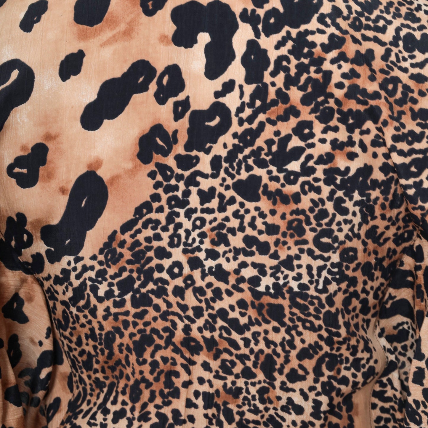 80s Leopard Print Button-Up Midi Dress Basque Waist Flutter Sleeve Small 6