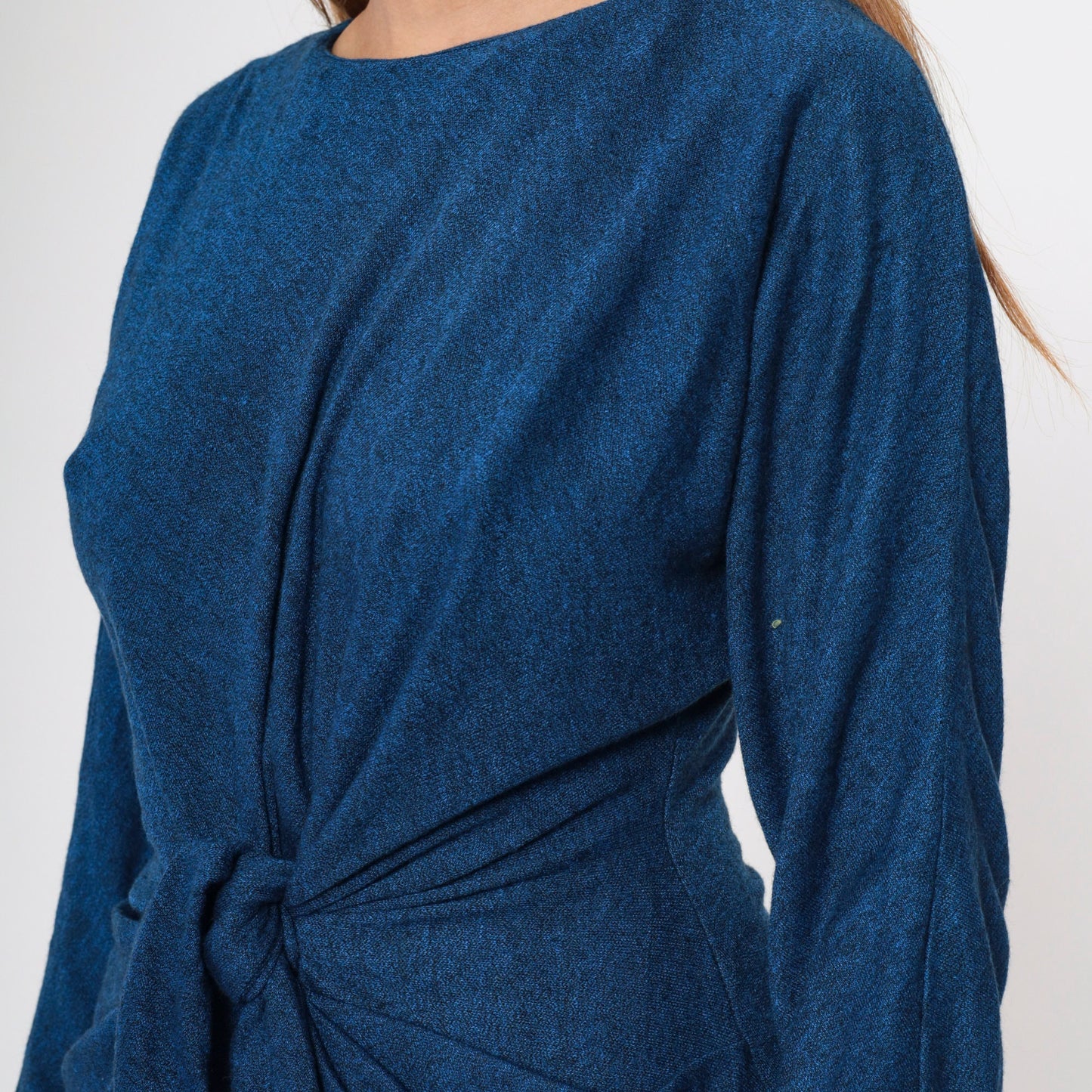 90s All That Jazz Knot Front Mini Dress Dark Blue Flecked Small
