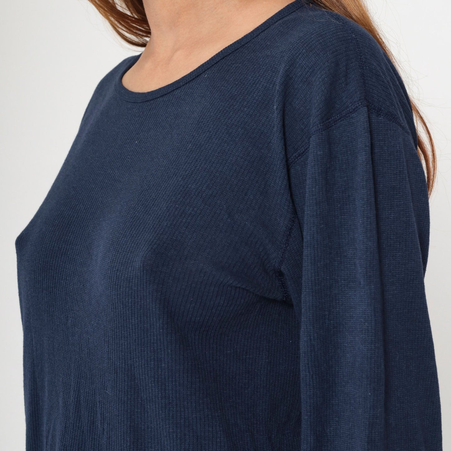 80s Navy Thermal Crewneck Long Sleeve Shirt Large