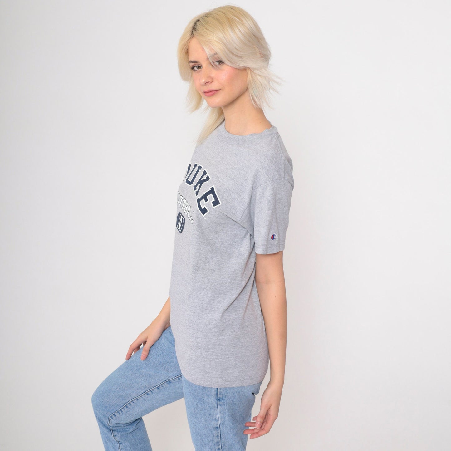 90s Champion Duke Football T-Shirt Grey Graphic Tee Small