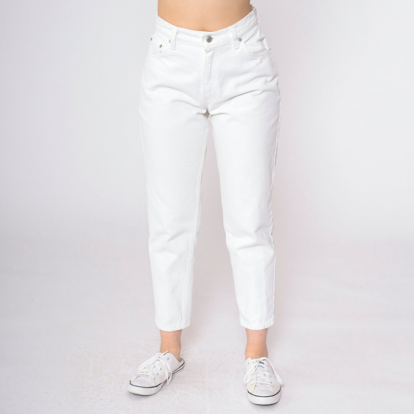 90s Levi's 550 White Denim High Rise Jeans Petite 6