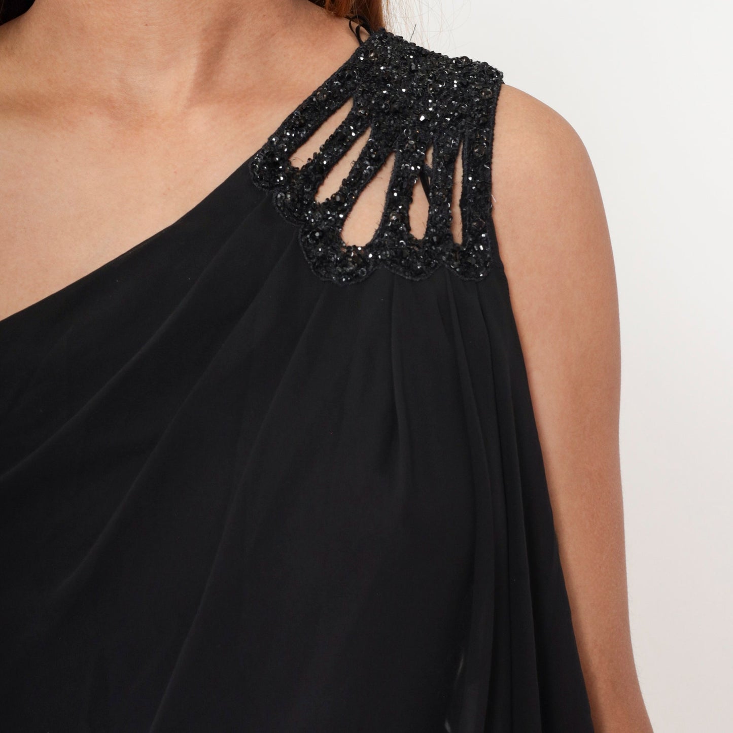 Y2K Black One-Shoulder Beaded Sequin Mini Dress JS Boutique Medium 8