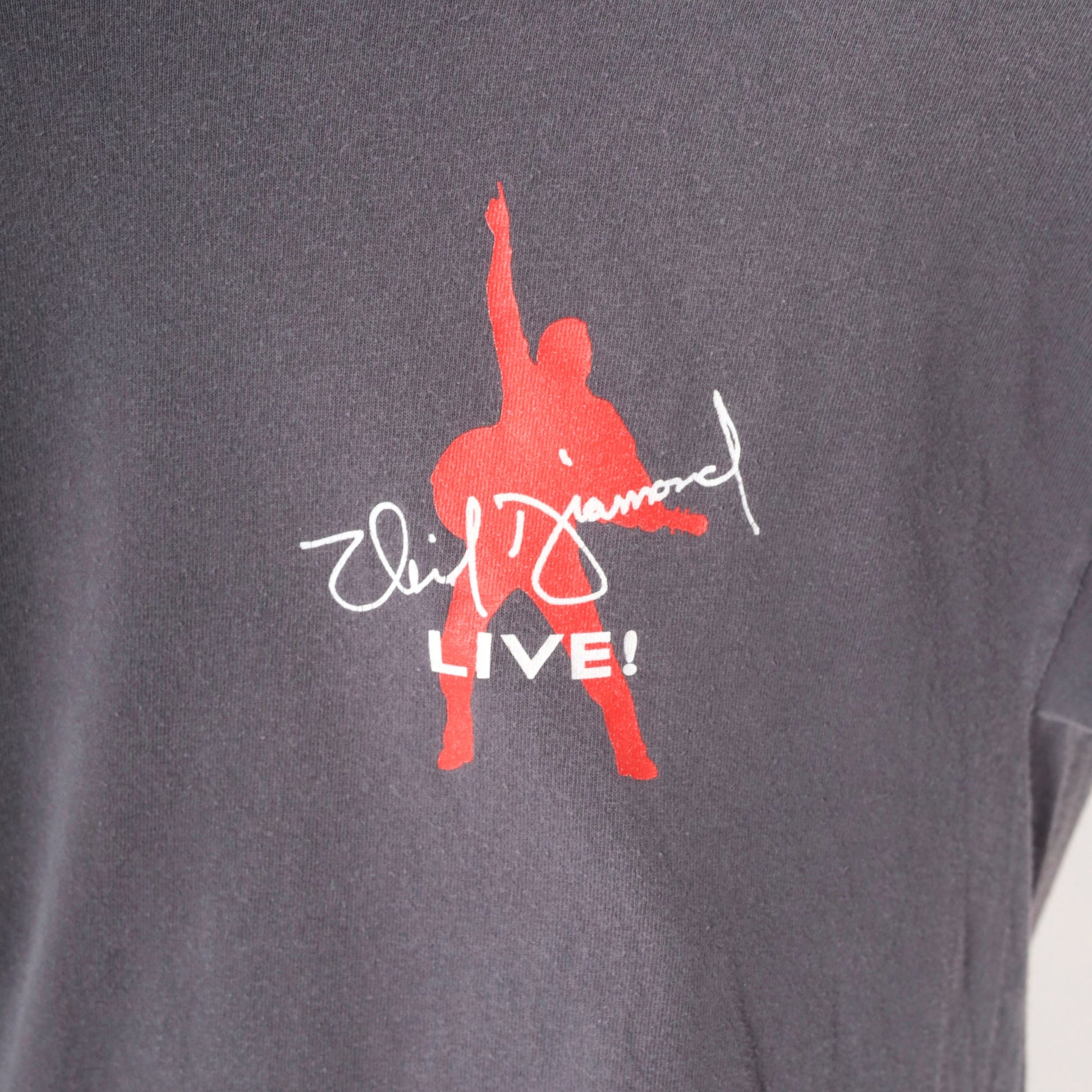2001 Neil Diamond Concert Tee American Flag Tour Charcoal Grey Large