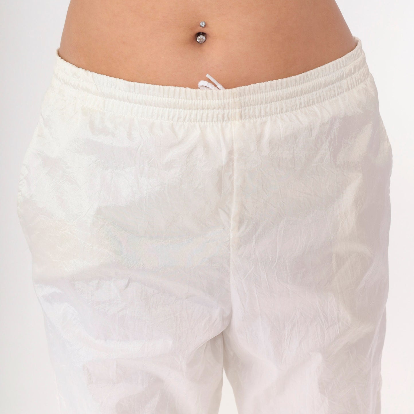 90s Off-White Nylon Track Pants Vintage Jogging Warmup Small