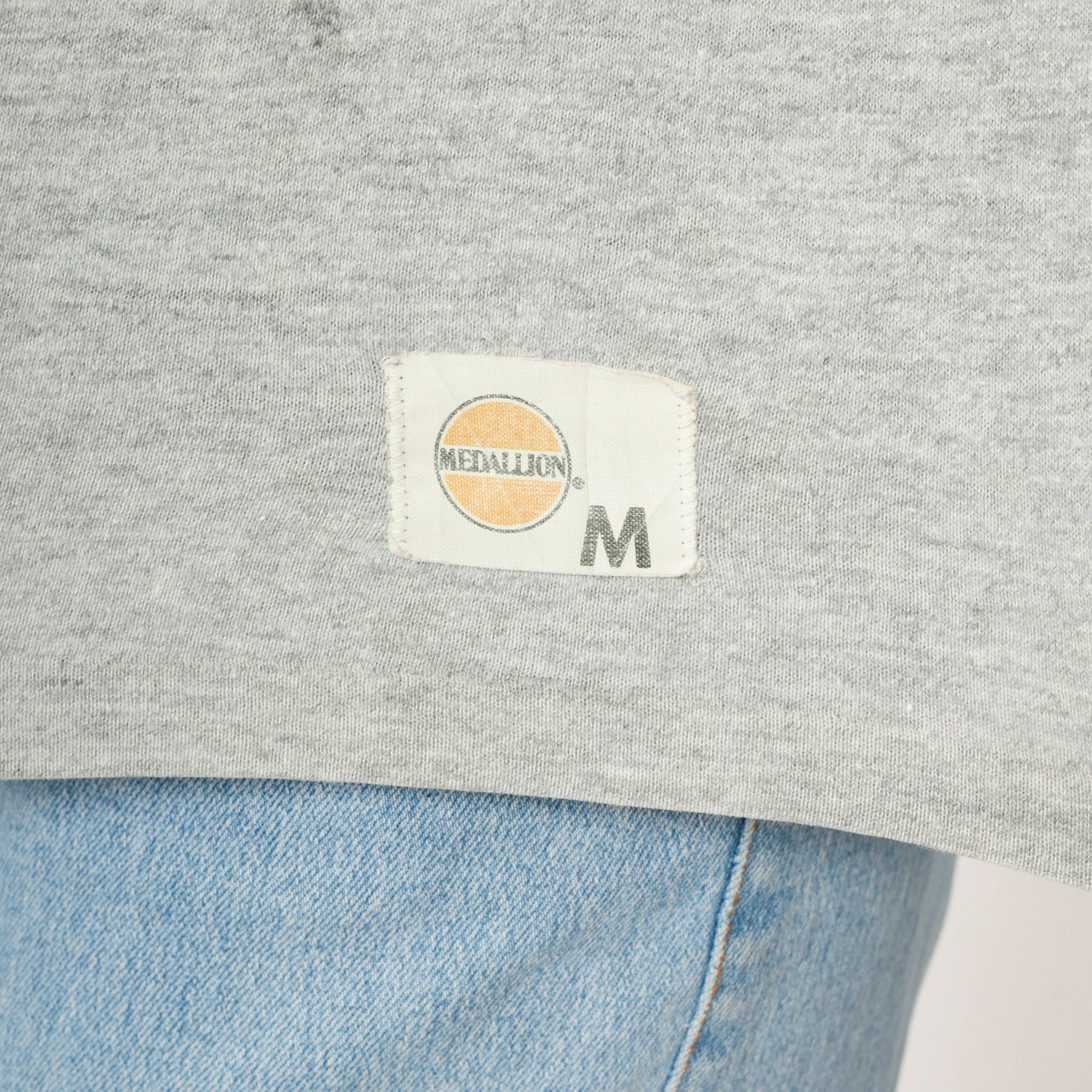 80s MacGregor V-Neck T-Shirt Grey Spellout Sleeve Tee Medium