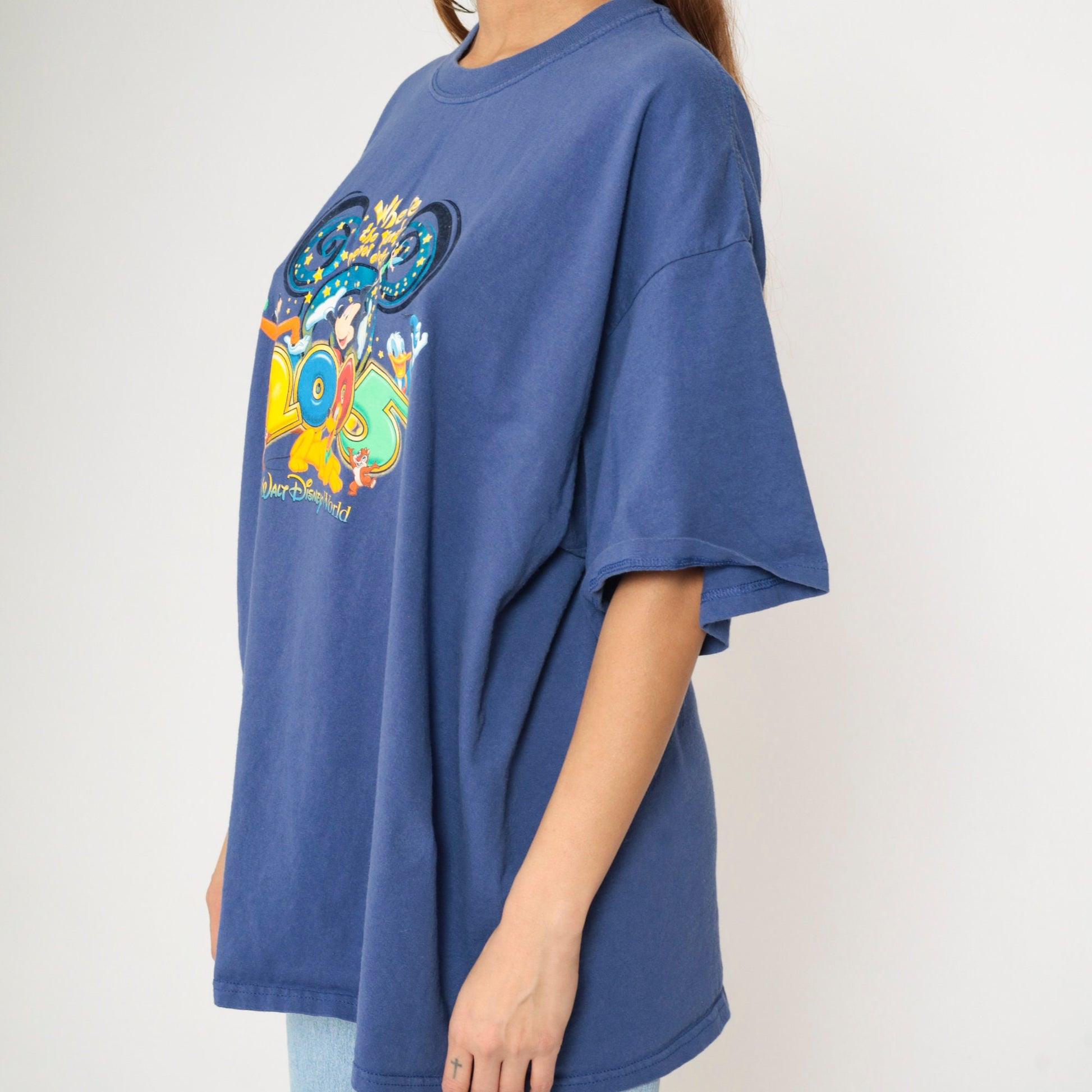 00s Walt Disney World Mickey Mouse Goofy Donald Duck Pluto Graphic Tee Blue Extra Extra Large XXL