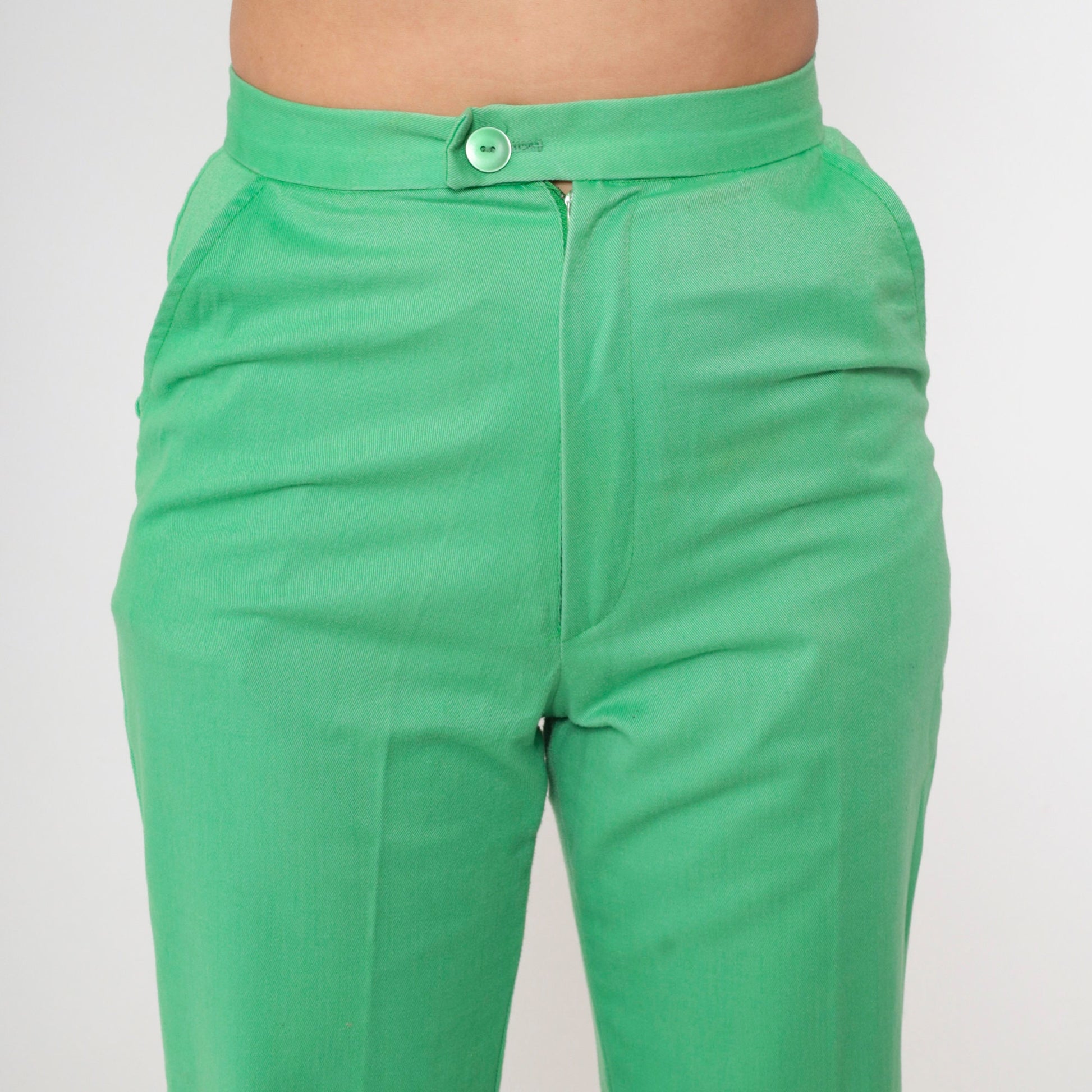 70s Girl Scouts Green High-Waisted Straight Leg Trousers Small