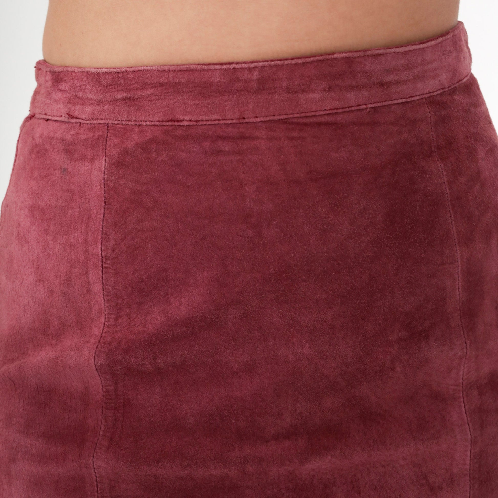 90s Gitano Suede Mini Skirt Deep Pink Pencil High Waist Small S