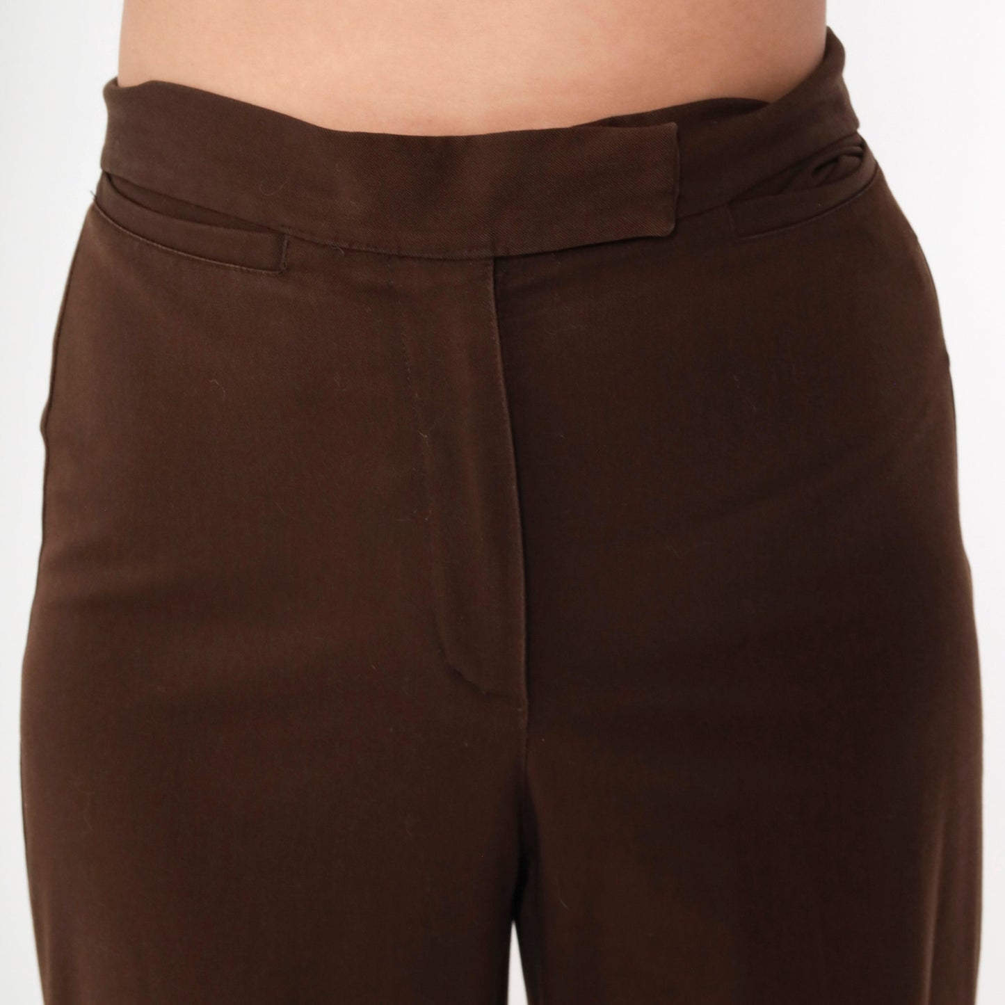 00s Liz Claiborne Brown High-Waisted Cuffed Straight Trousers Small 4