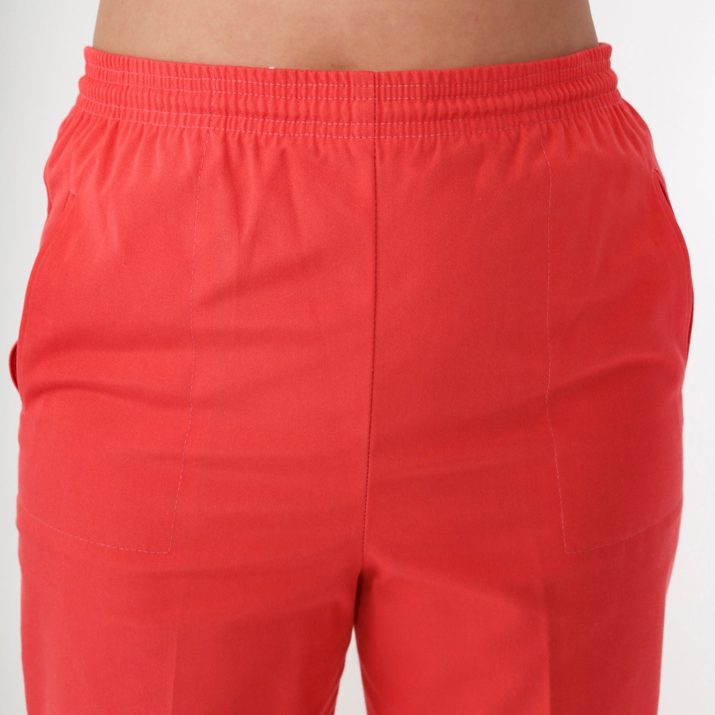 80s Coral Straight Leg Elastic Waist Trousers High Rise Small Medium