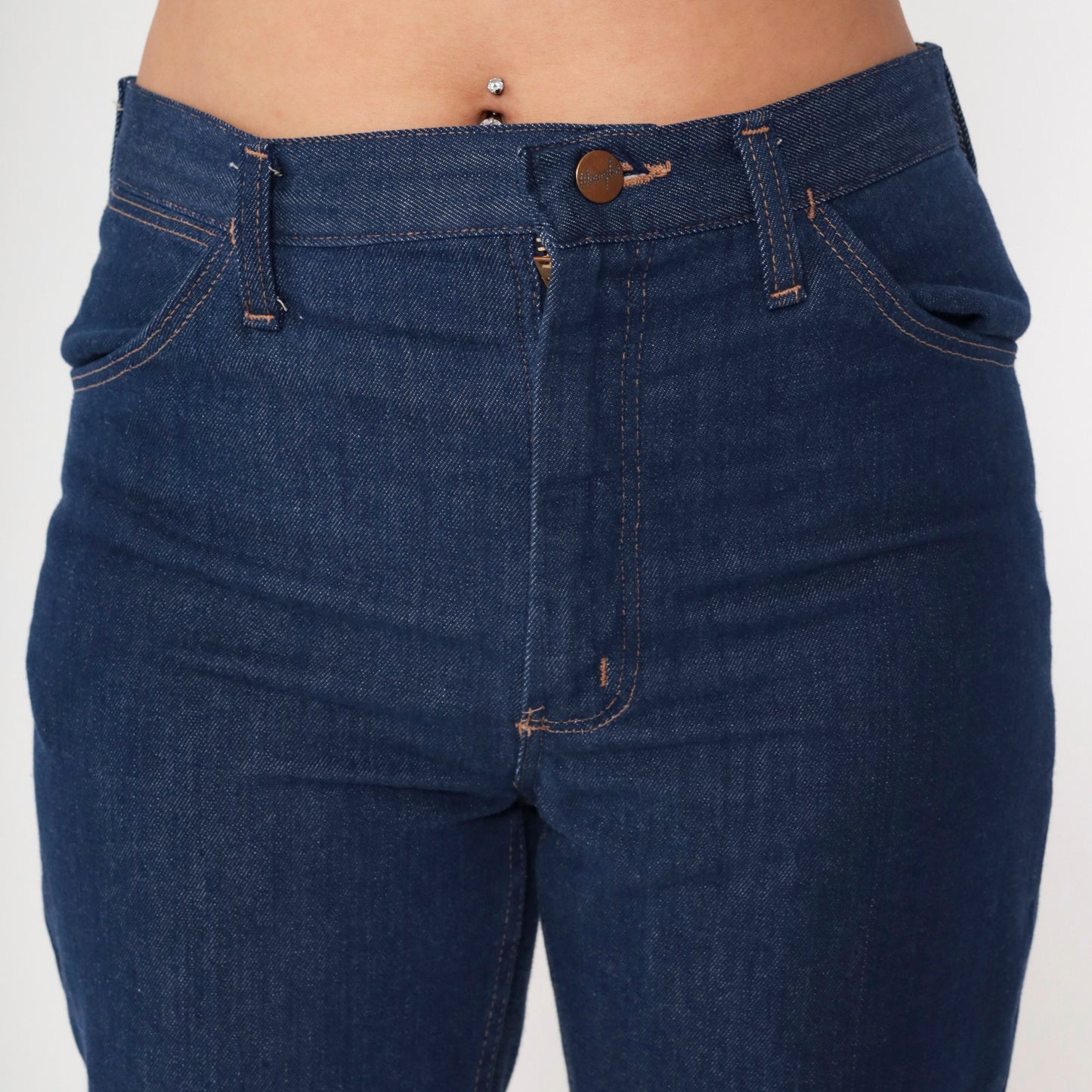 Wrangler 80s Dark Wash High Waisted Bootcut Jeans Cropped Ankle Medium
