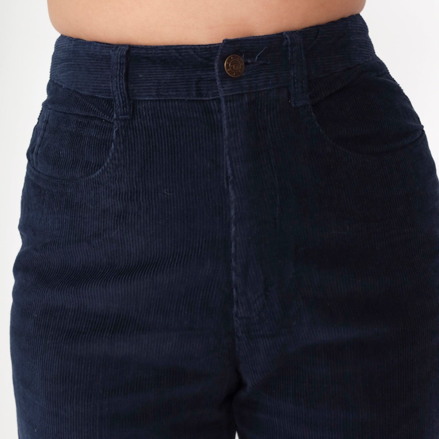 90s Talbots Navy Corduroy High-Waist Trousers Straight Leg Small 4